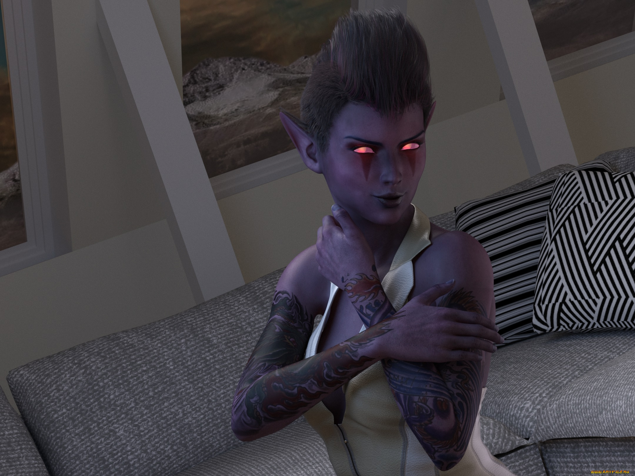 3д, графика, эльфы, , elves, девушка, взгляд, фон