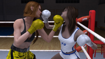 обоя 3д графика, спорт , sport, бокс, ринг, фон, взгляд, девушки