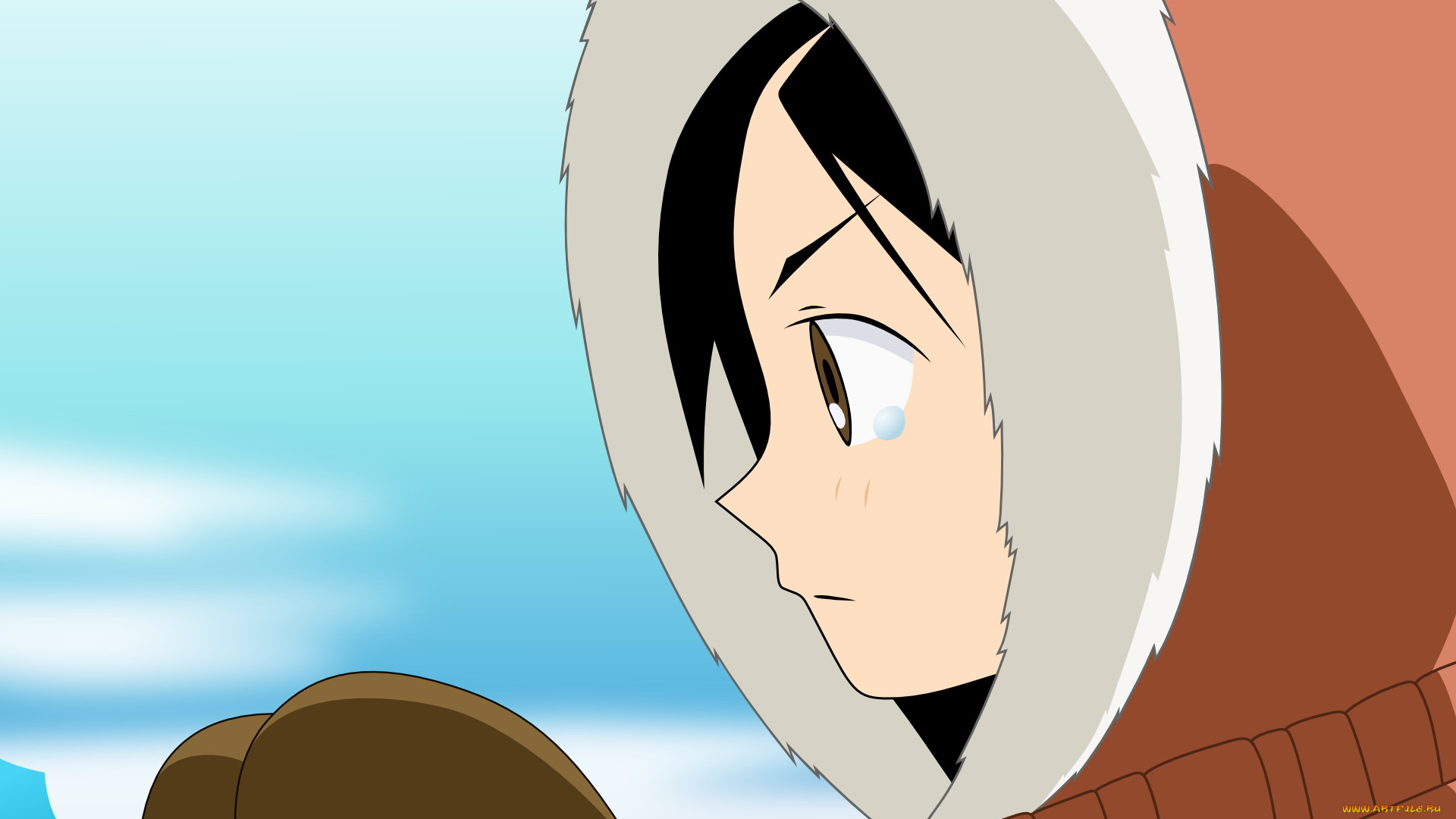 аниме, sayonara, zetsubo, sensei, девочка, капюшон, лицо