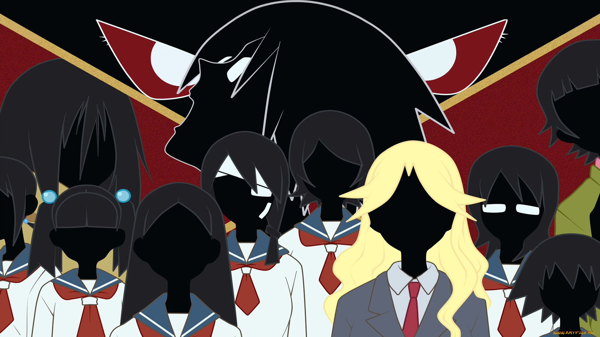 аниме, sayonara, zetsubo, sensei, девочки, глаза, учитель, школьницы