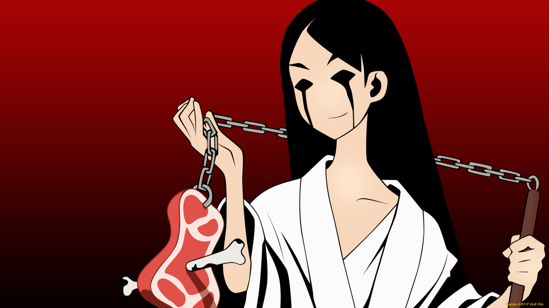 аниме, sayonara, zetsubo, sensei, мясо, цепь, девушка