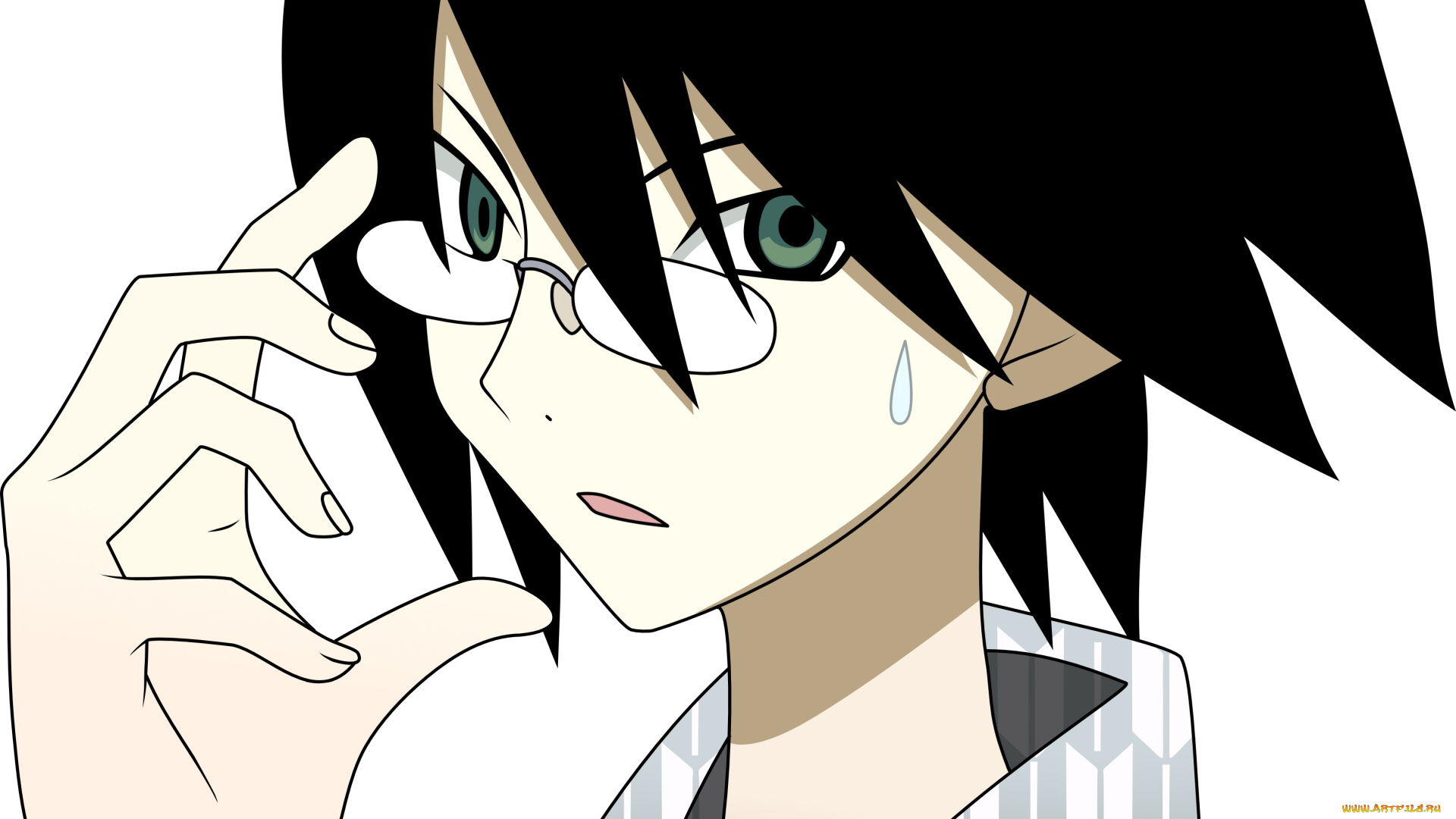 аниме, sayonara, zetsubo, sensei, очки, лицо, парень