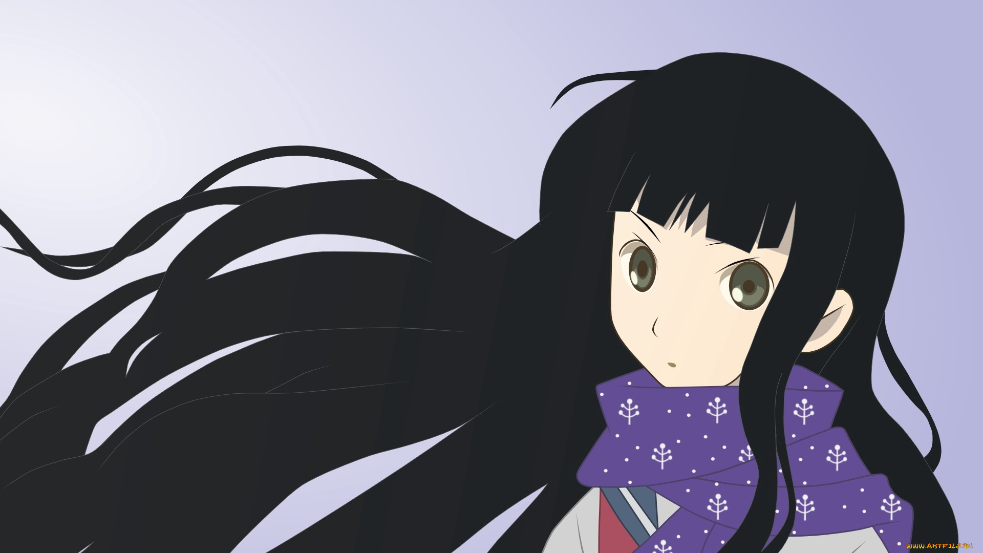 аниме, sayonara, zetsubo, sensei, шарф, лицо, волосы, девочка