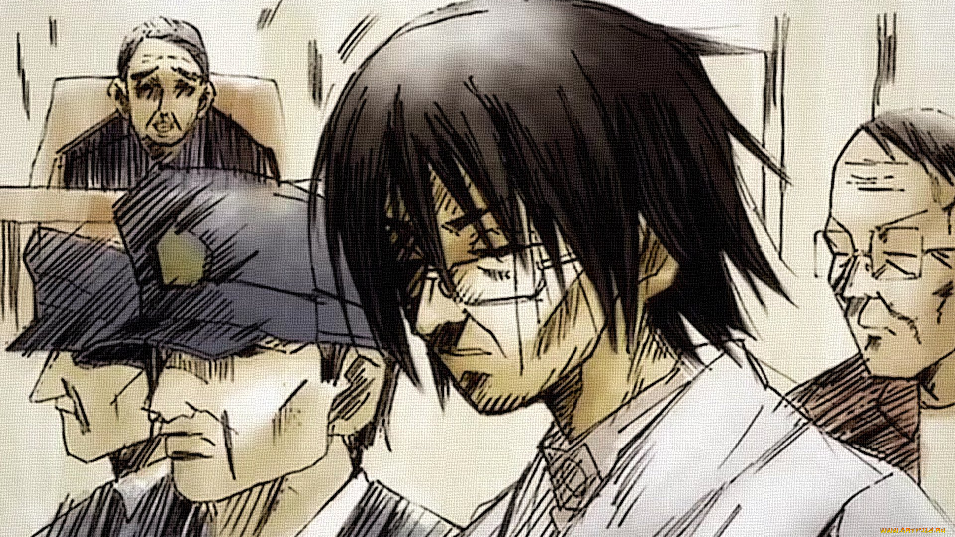 аниме, sayonara, zetsubo, sensei, суд, судья, охрана, подсудимый