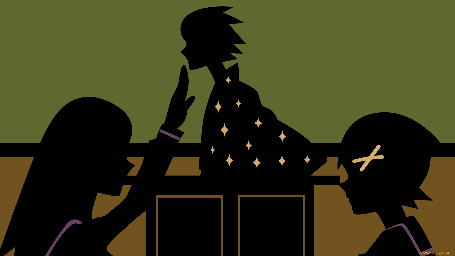 аниме, sayonara, zetsubo, sensei, учитель, девочки, силуэты