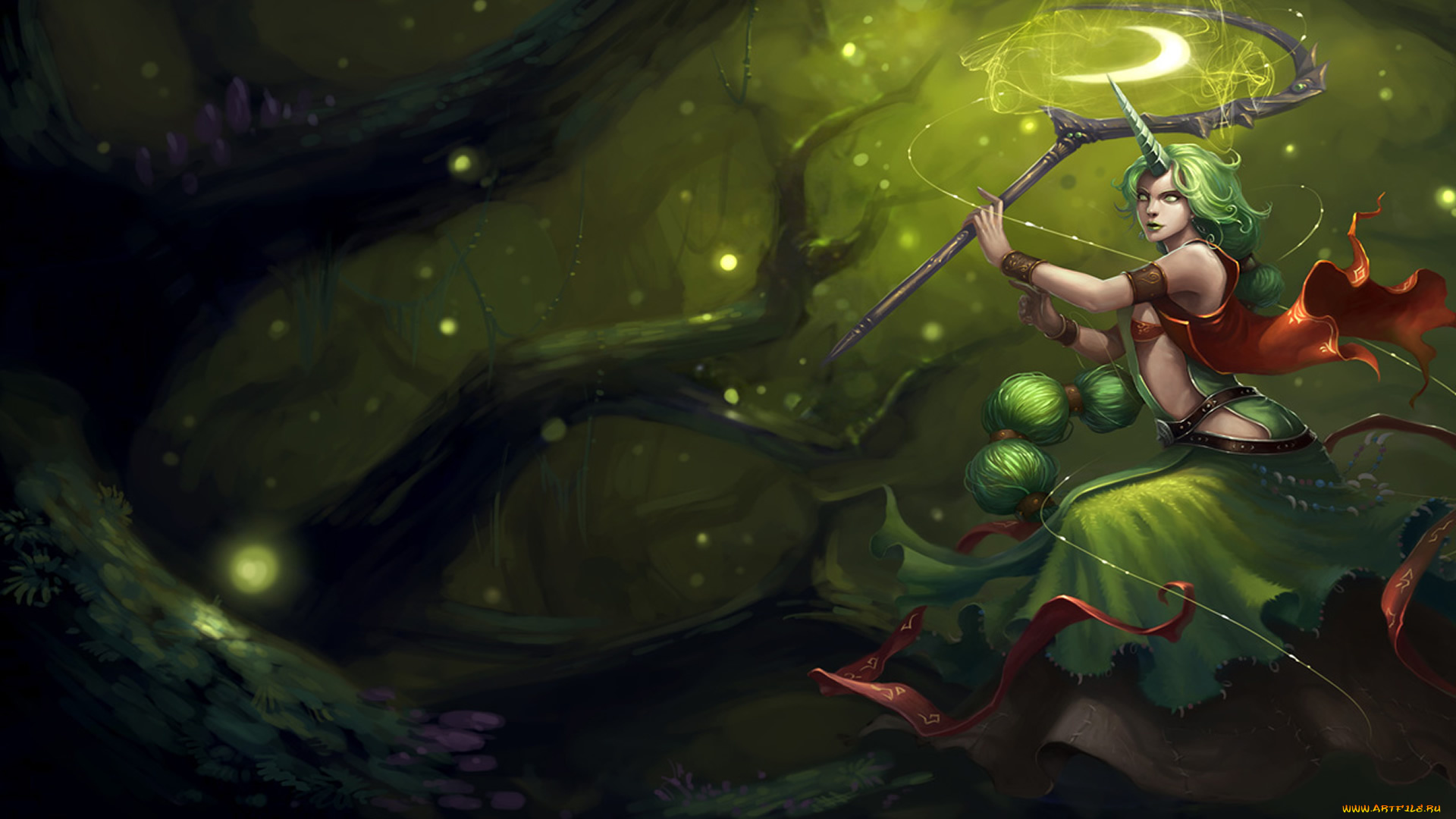 видео, игры, league, of, legends, дерево, посох, коса, сорака