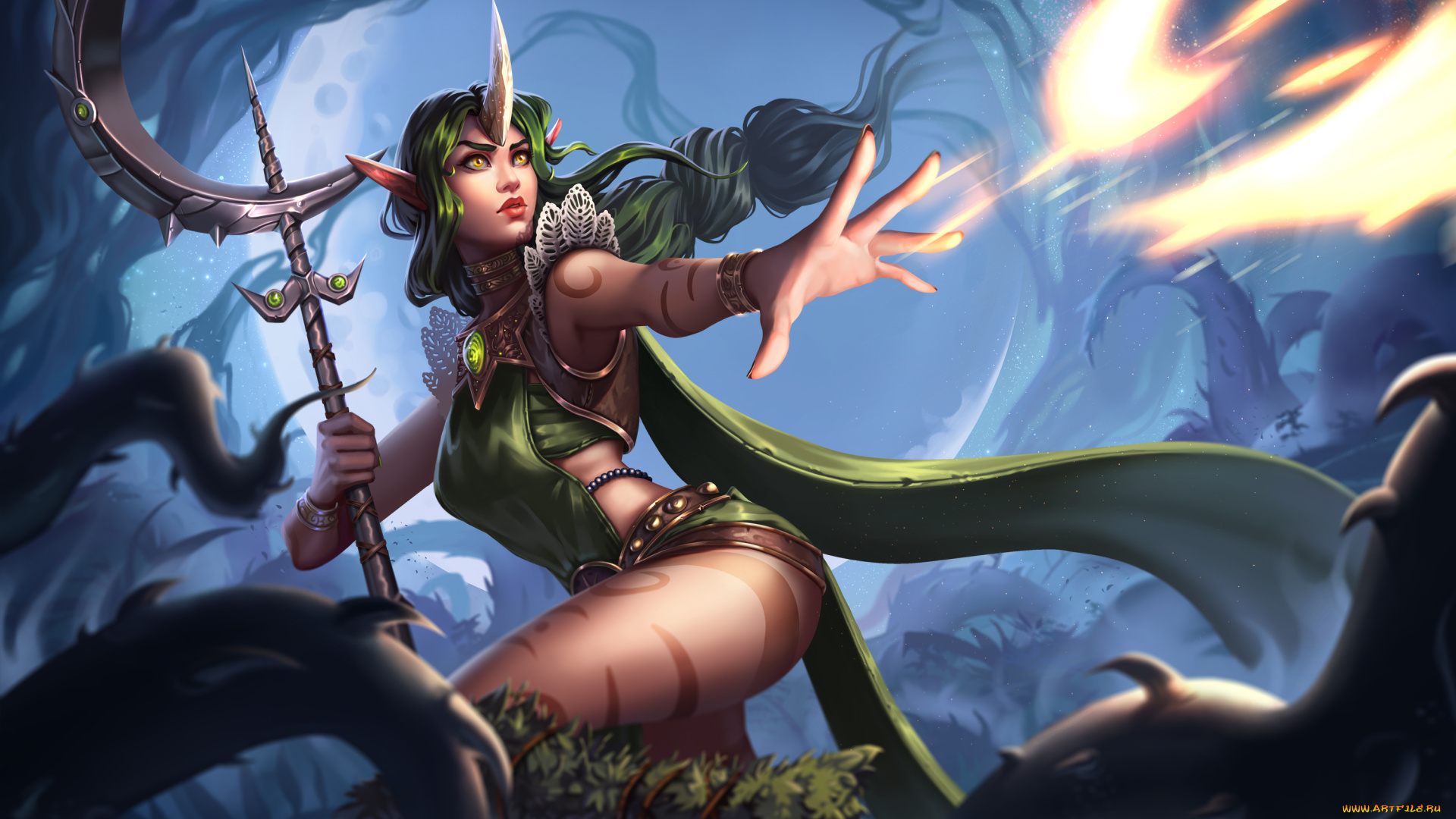 видео, игры, league, of, legends, рог, посох, сорака, дриада, плащ, огонь