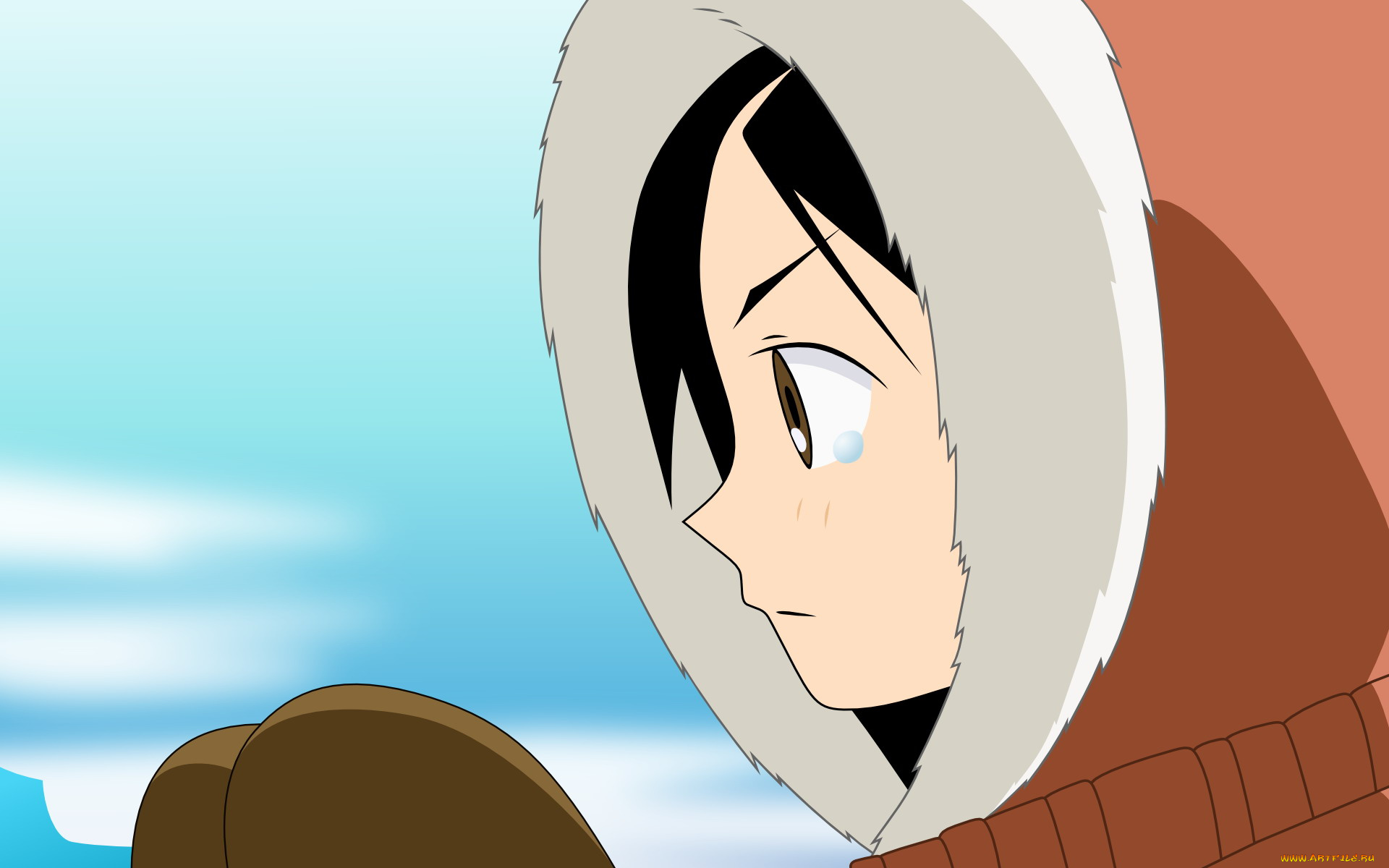 аниме, sayonara, zetsubo, sensei, девочка, капюшон, лицо