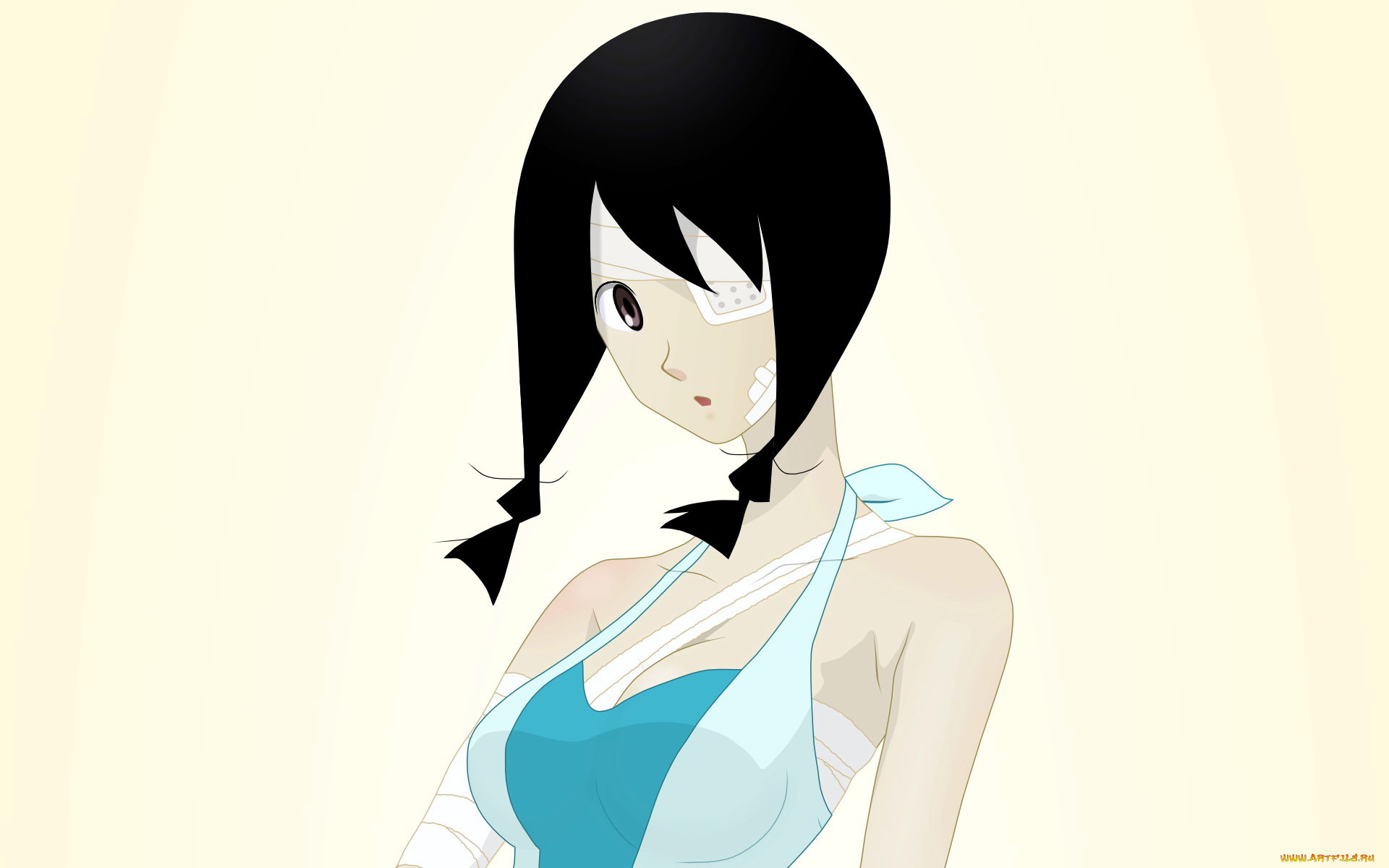 аниме, sayonara, zetsubo, sensei, косички, повязка, девушка