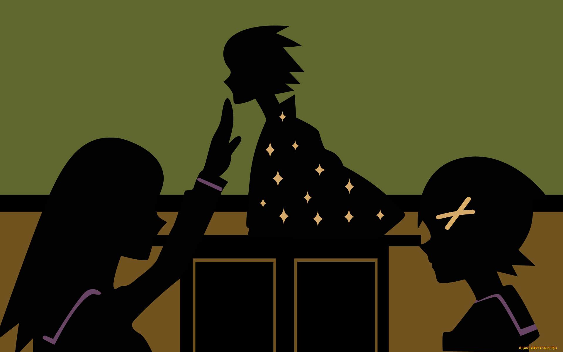 аниме, sayonara, zetsubo, sensei, учитель, девочки, силуэты