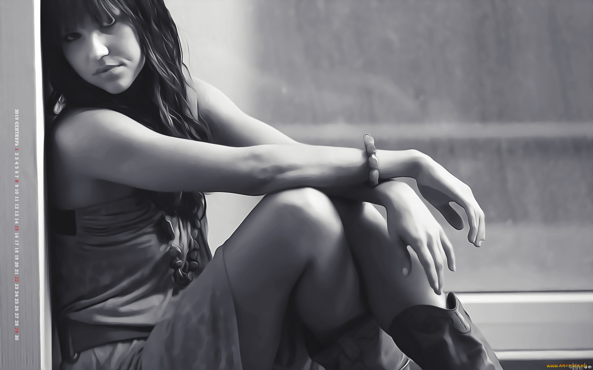 календари, компьютерный, дизайн, женщина, 2019, сидит, calendar, девушка, взгляд