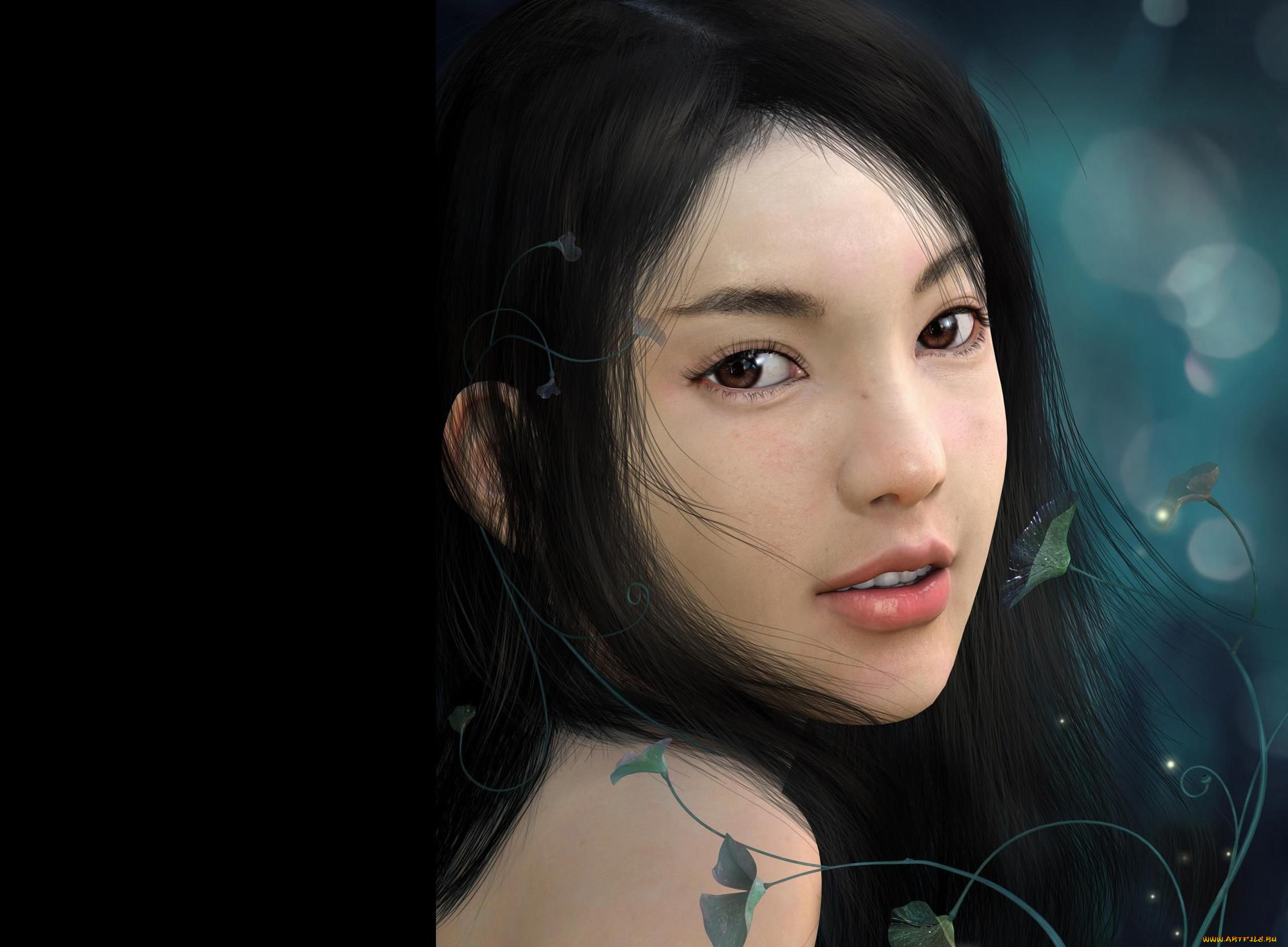 фэнтези, девушки, растения, лицо, девушка