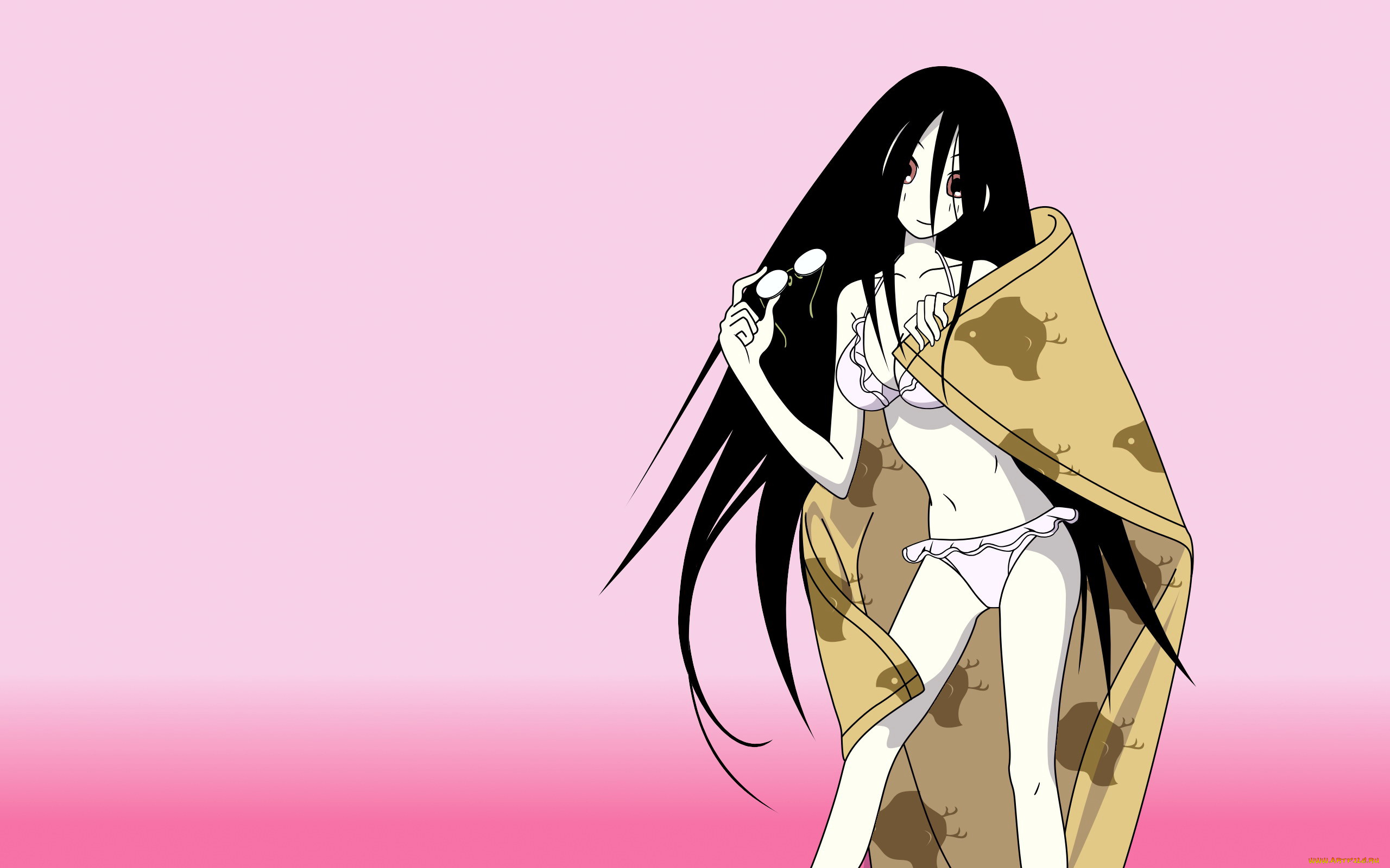 аниме, sayonara, zetsubo, sensei, ткань, купальник, очки, девушка