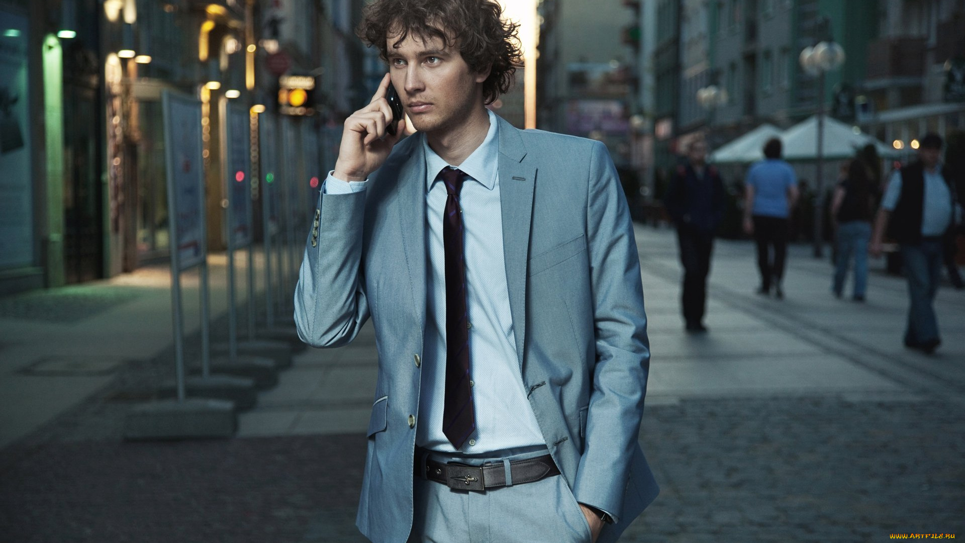 мужчины, -unsort, костюм, галстук, телефон