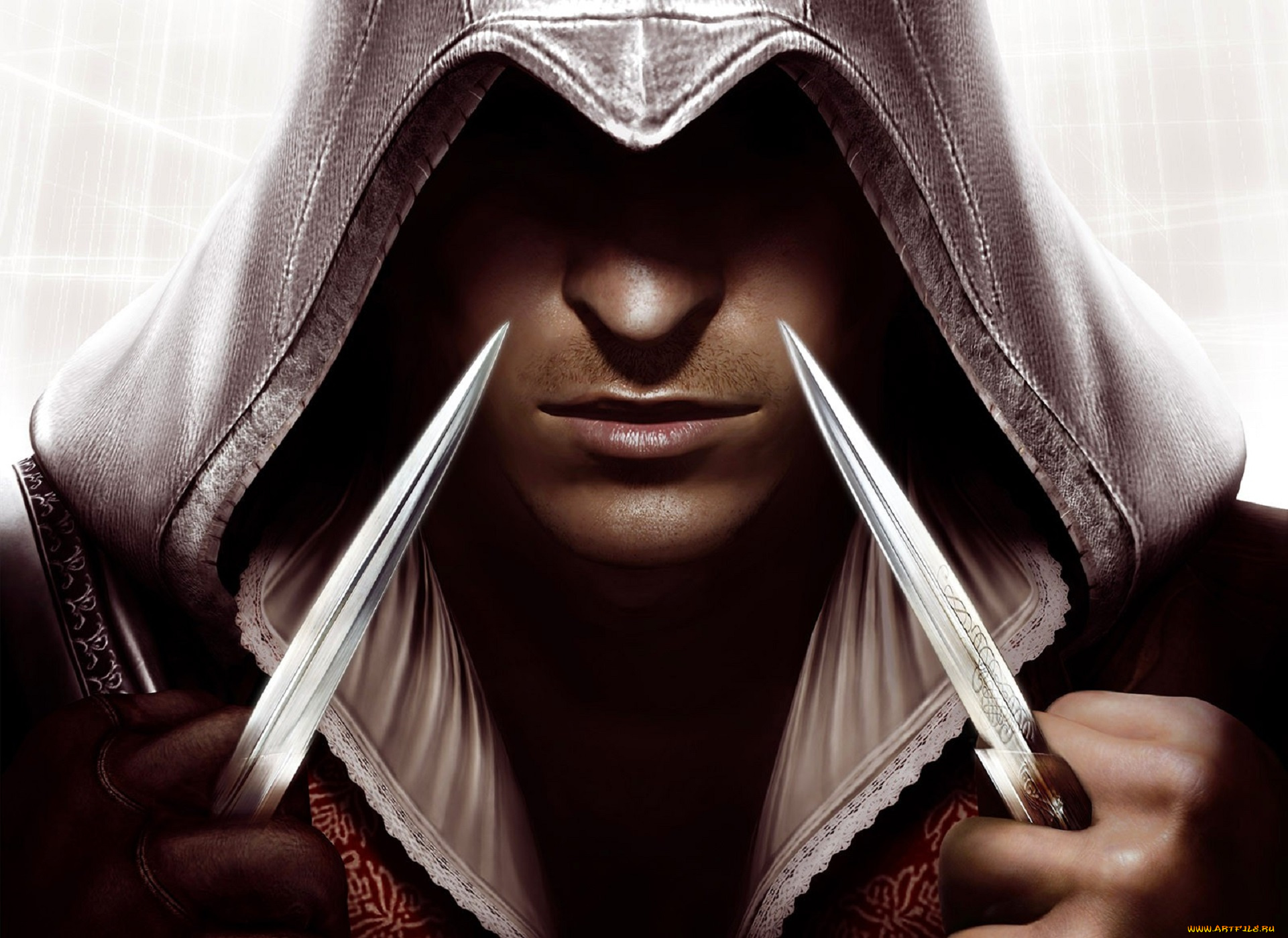 видео, игры, assassin`s, creed, ii, ассасин, эцио, капюшон, лицо, оружие, лезвия
