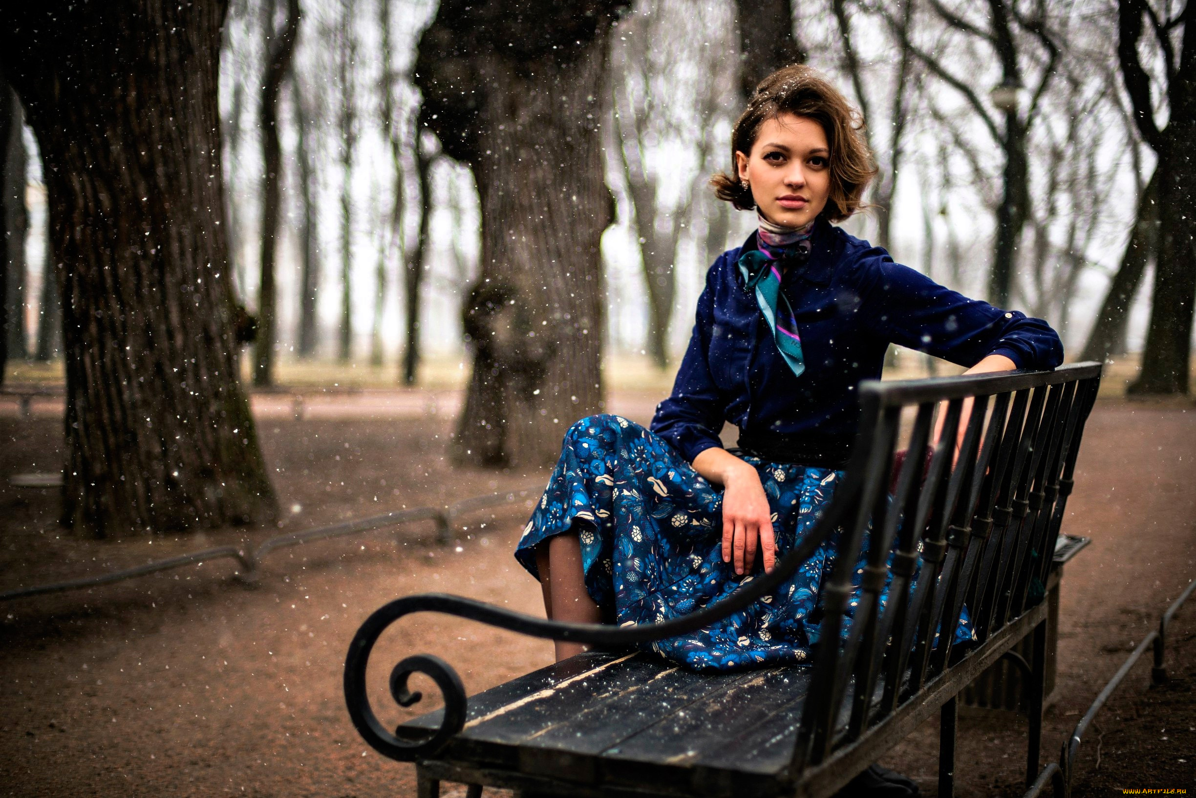 девушки, -, брюнетки, , шатенки, шатенка, жакет, юбка, скамейка, парк, деревья