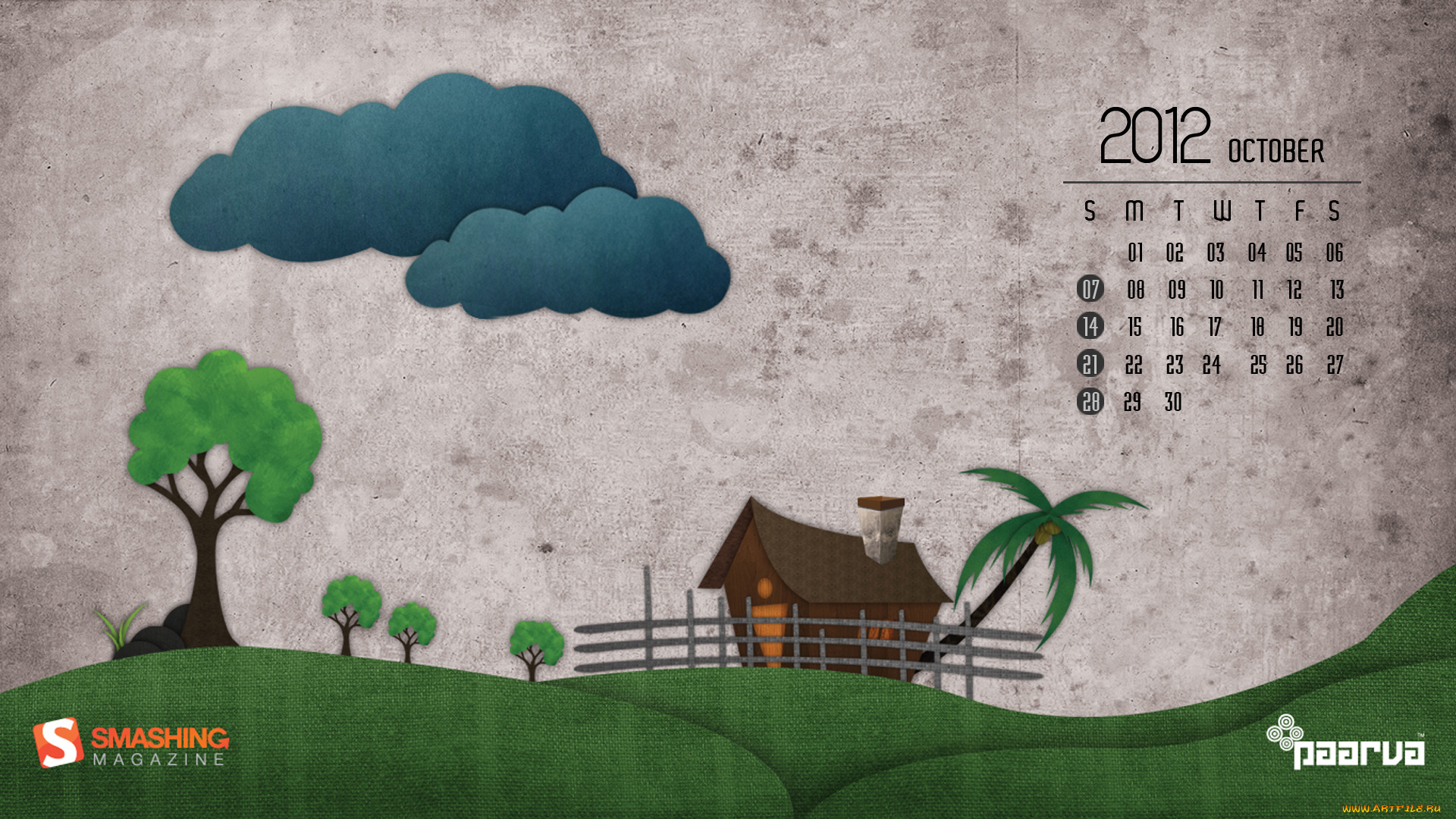 календари, рисованные, векторная, графика, дом, дерево, туча