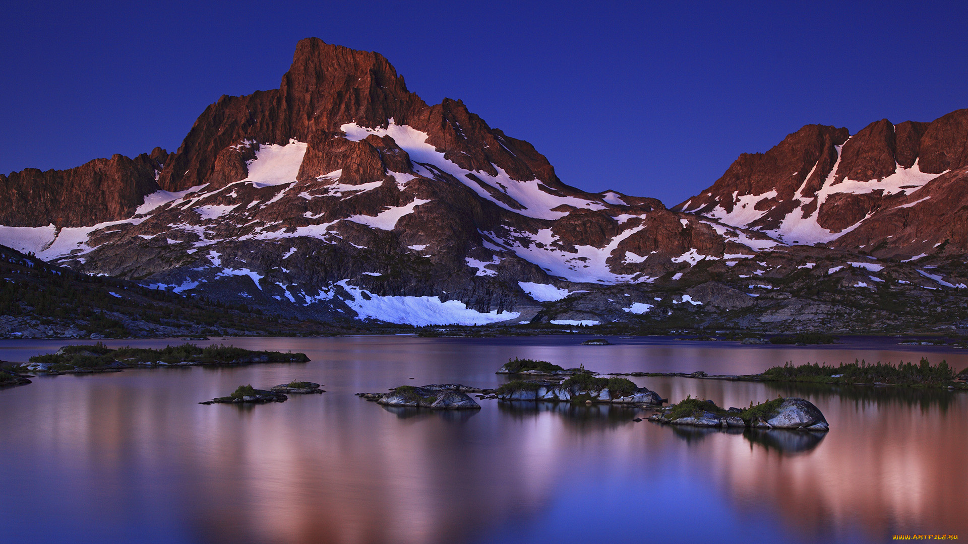 природа, горы, вечер, озеро