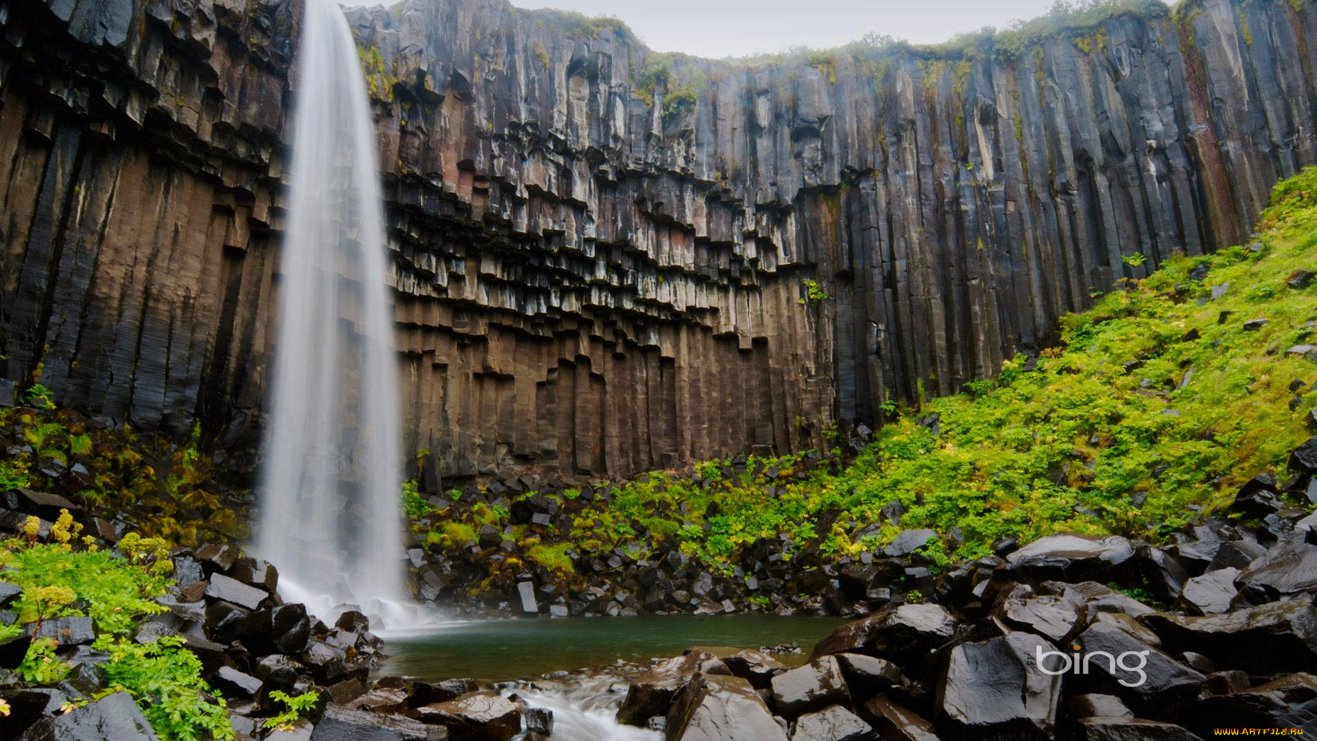 природа, водопады, камни, скала, река