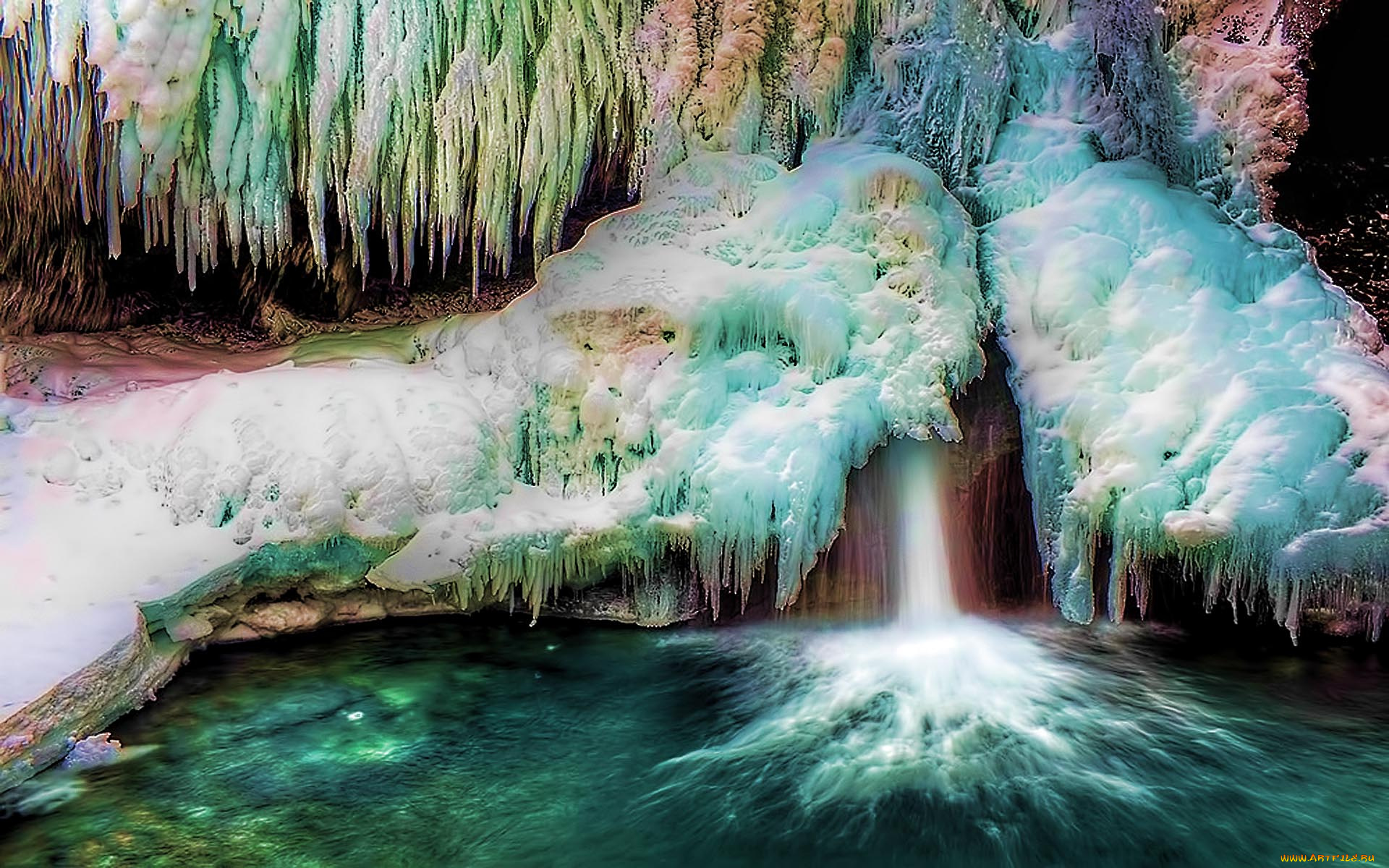 the, frozen, beauty, природа, айсберги, ледники, сосульки, лед, ручей, водопад, снег