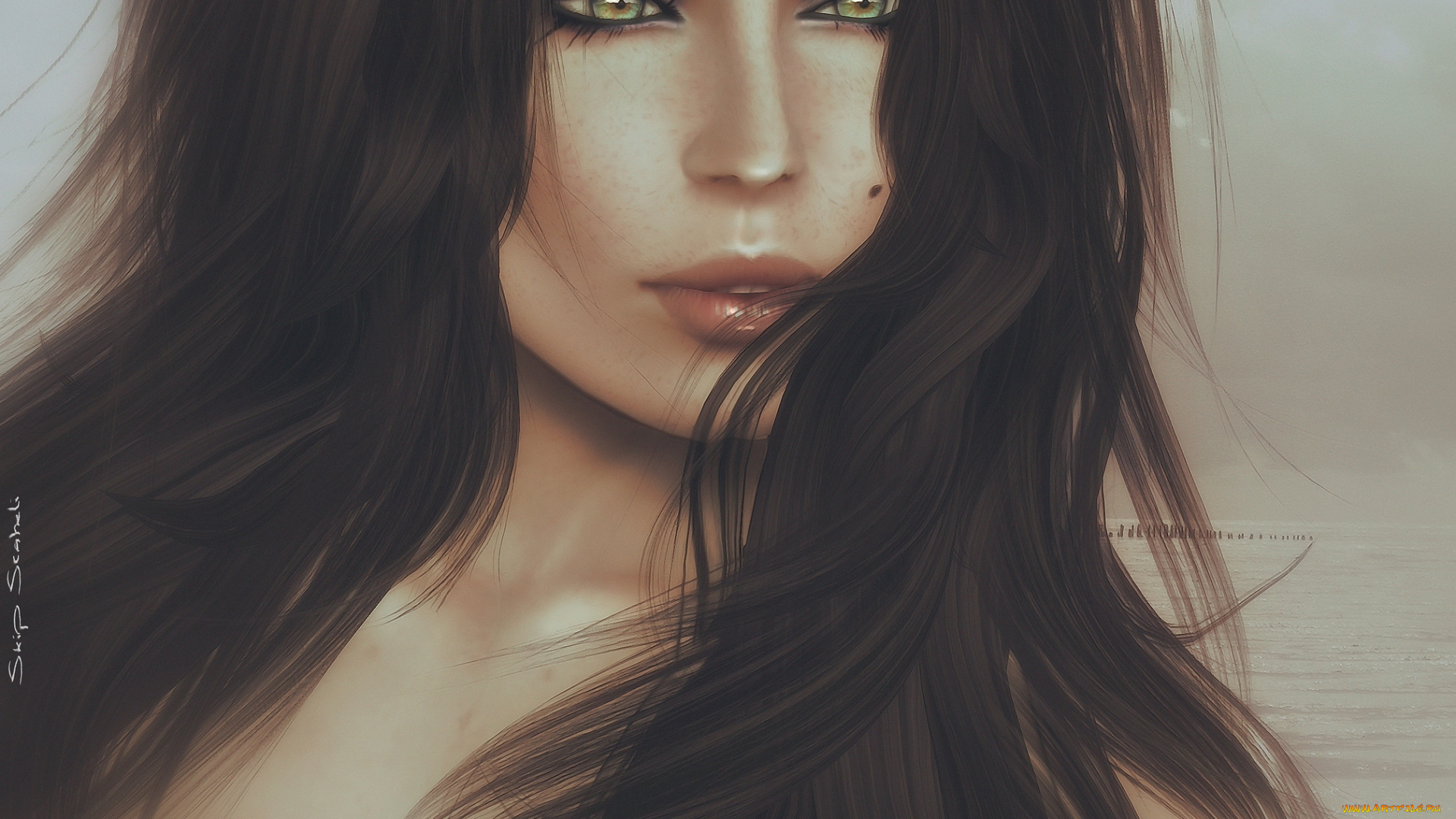 3д, графика, portraits, портрет, волосы