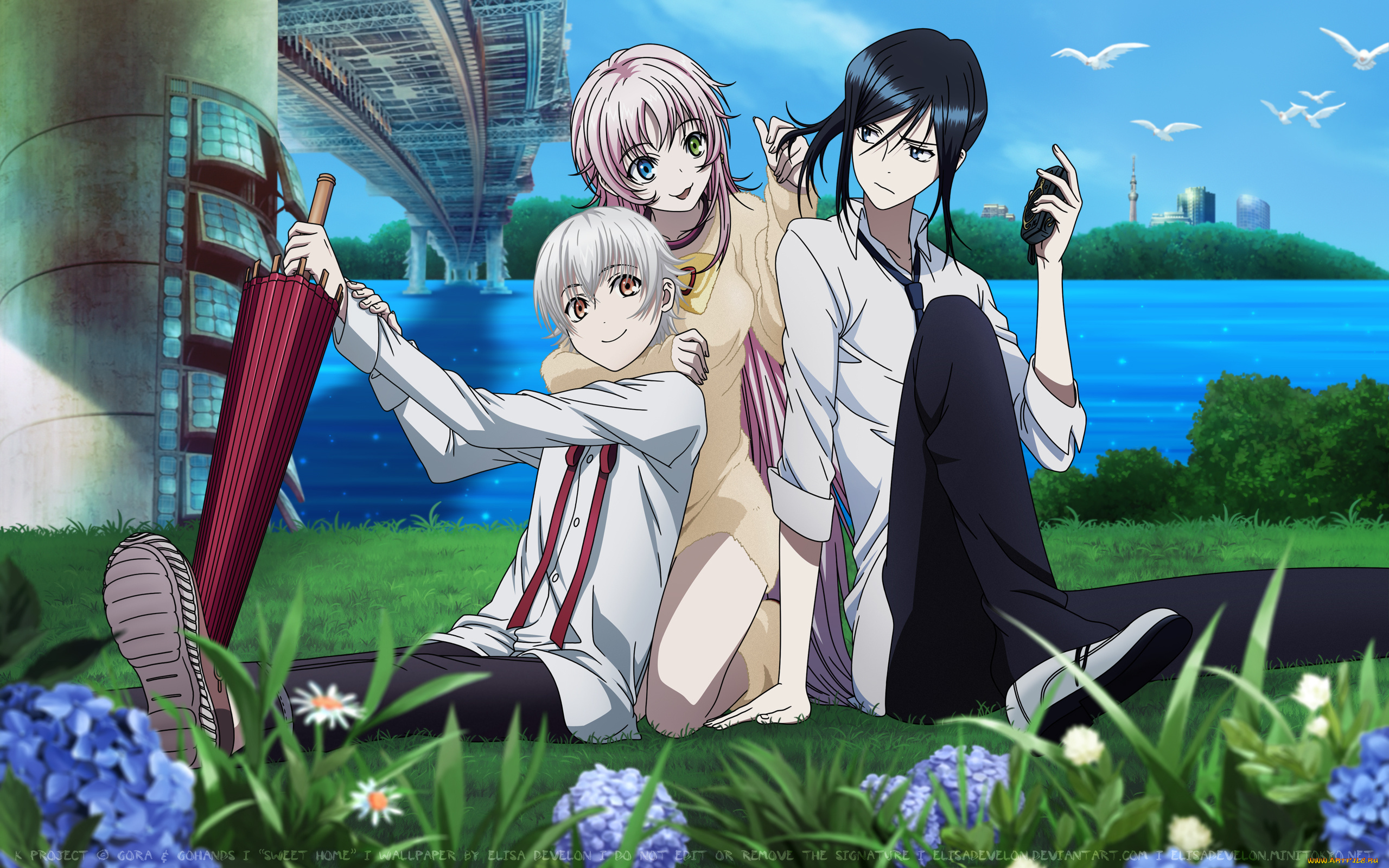 аниме, project, k-project, neko, yatogami, kuroh, yashiro, isana