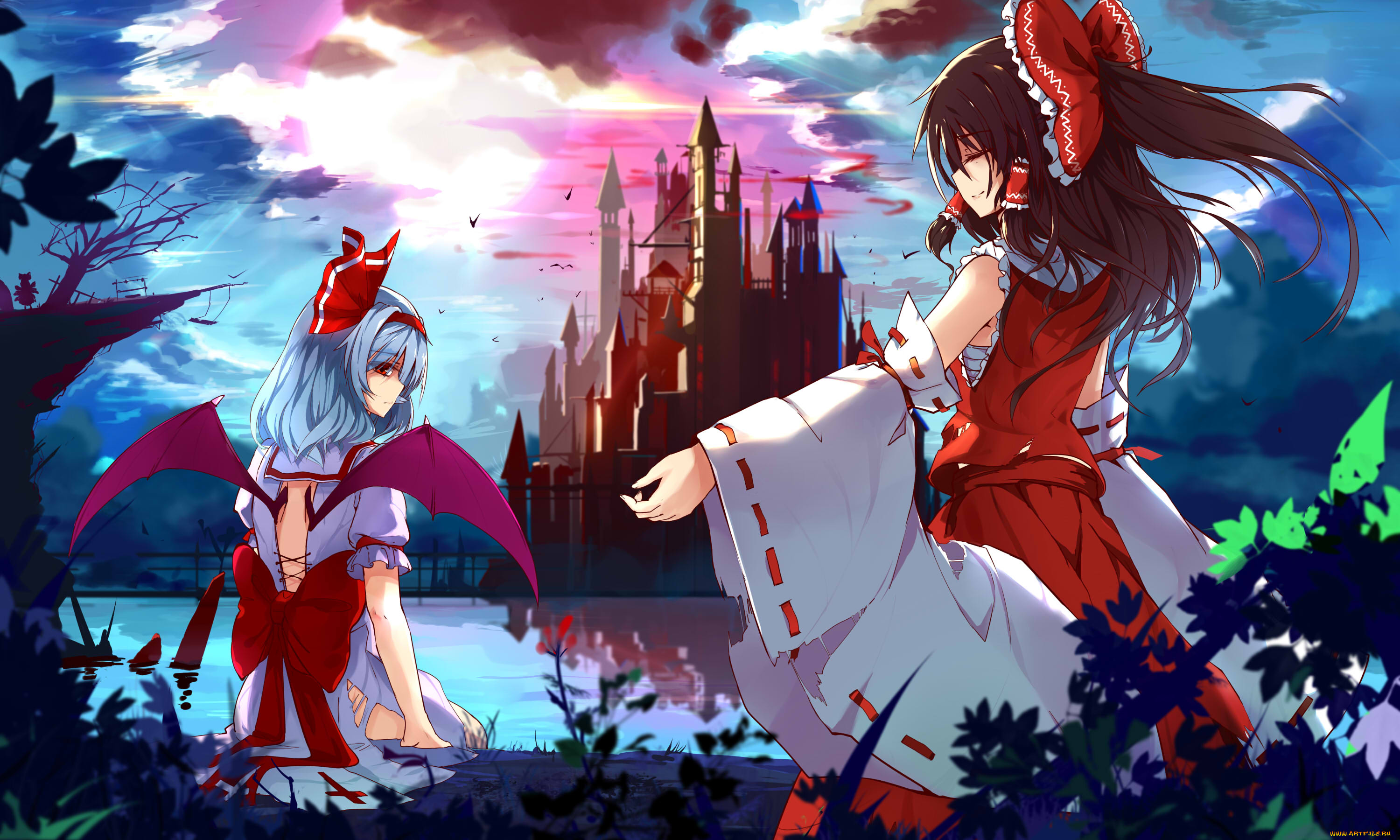 by, baisi, shaonian, аниме, touhou, hakurei, reimu, remilia, scarlet