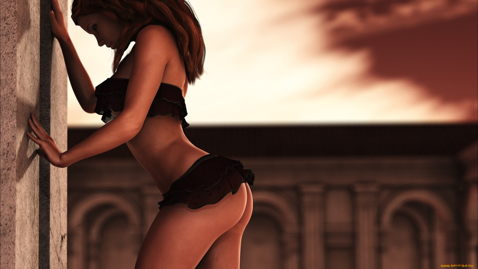 3д, графика, люди, , people, стена, тело, девушка