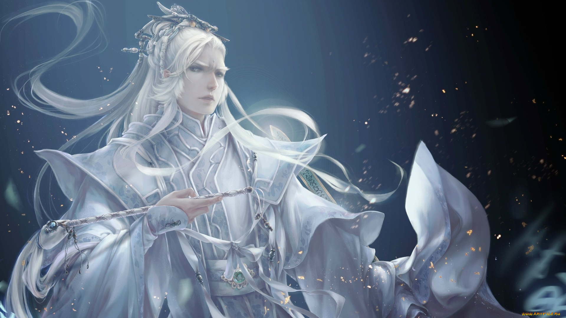 фэнтези, люди, музыка, флейта, парень