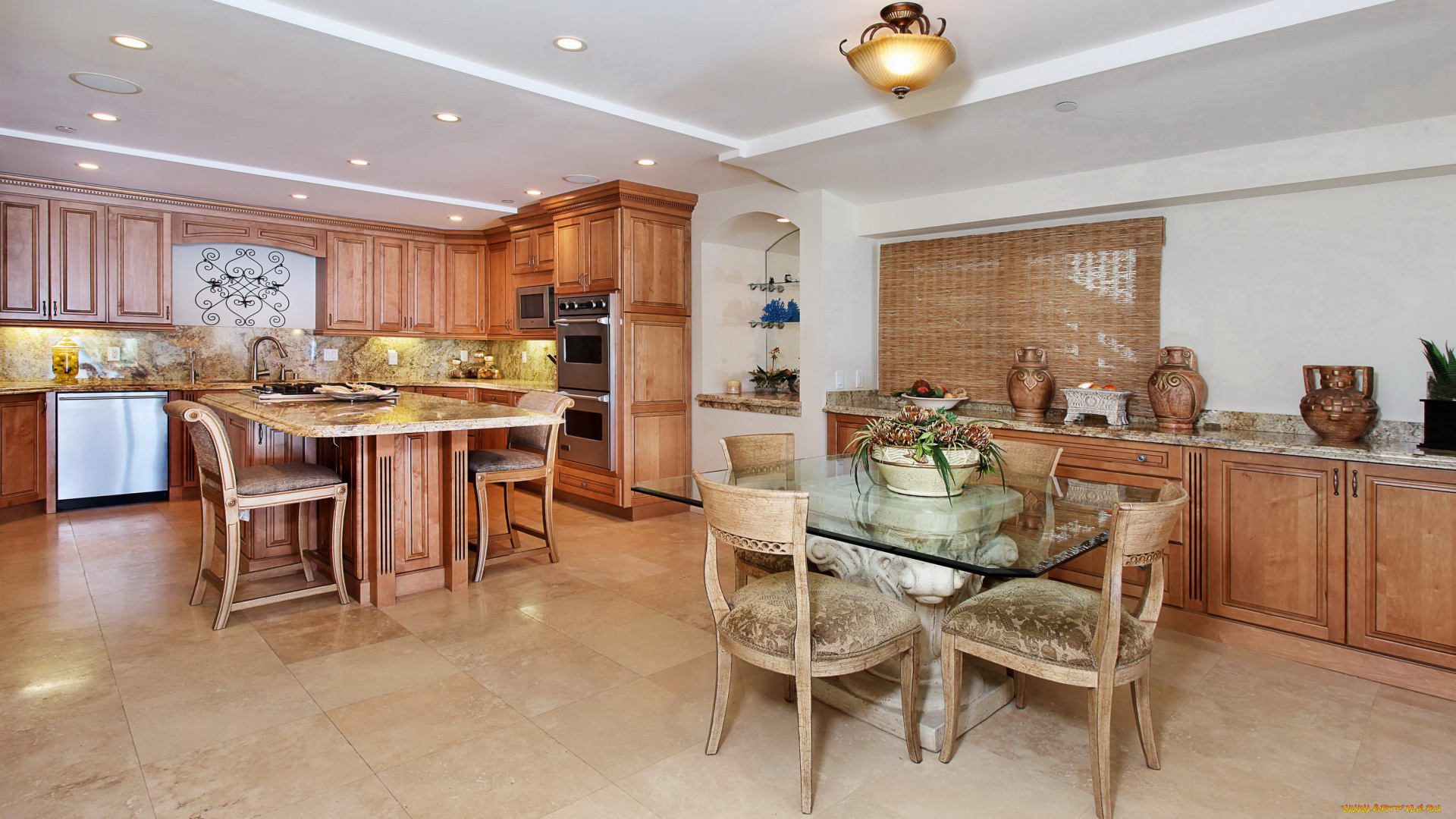 интерьер, кухня, стулья, люстра, дизайн, мебель, столовая