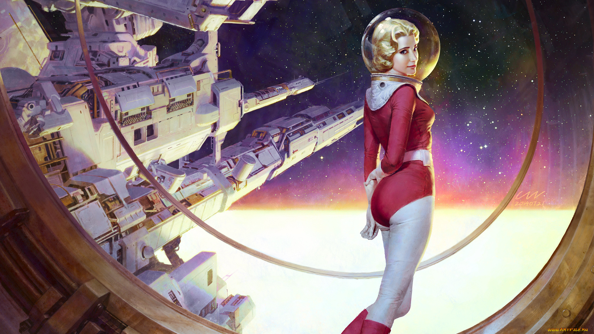 zezhou, chen, фэнтези, девушки, космическая, скафандр, девушка, будущее, станция