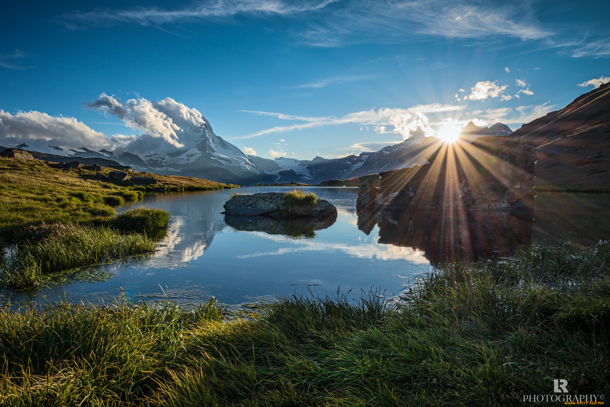 природа, восходы, закаты, горы, отражение, озеро, пейзаж, лес
