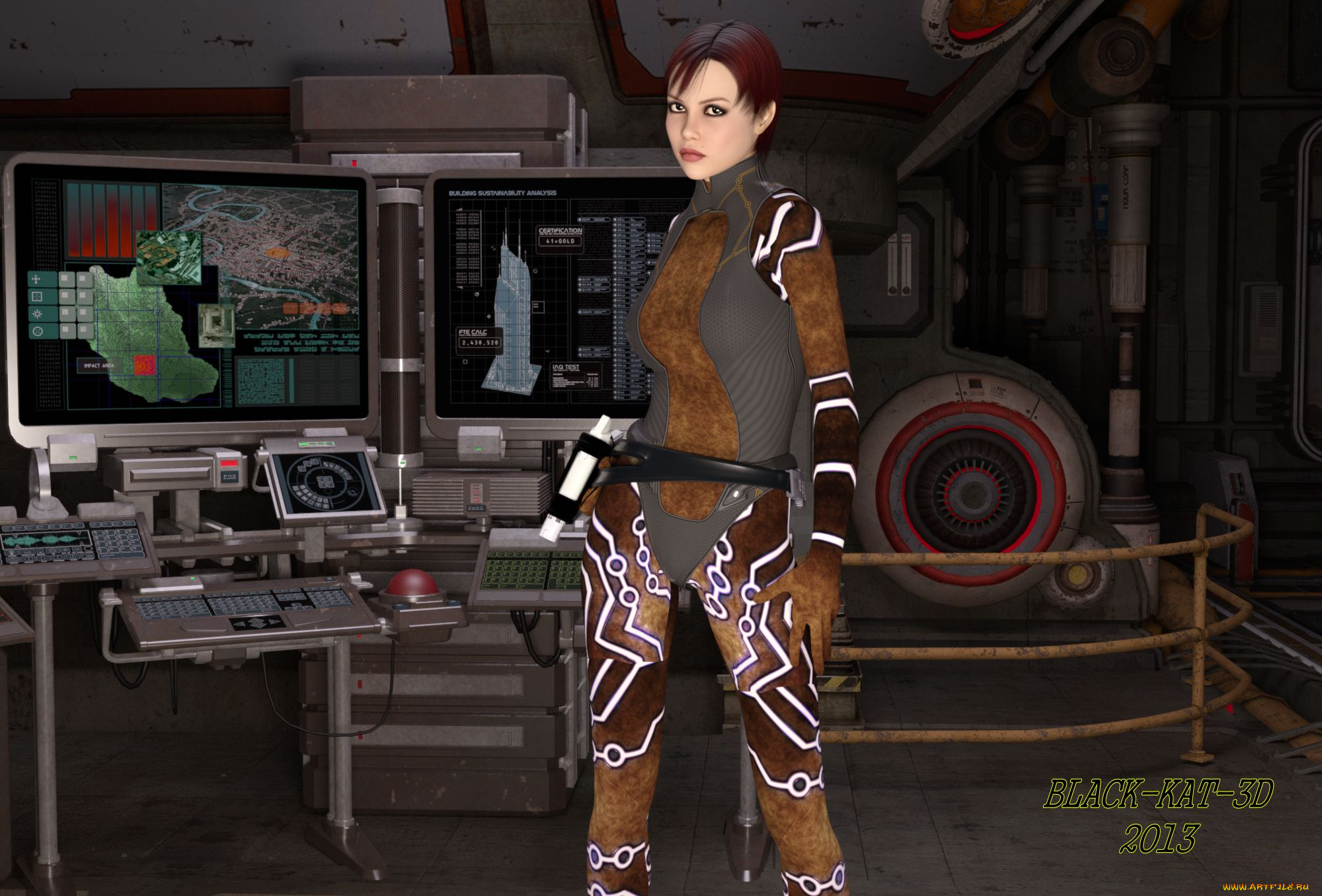 3д, графика, фантазия, , fantasy, оружие, взгляд, девушка