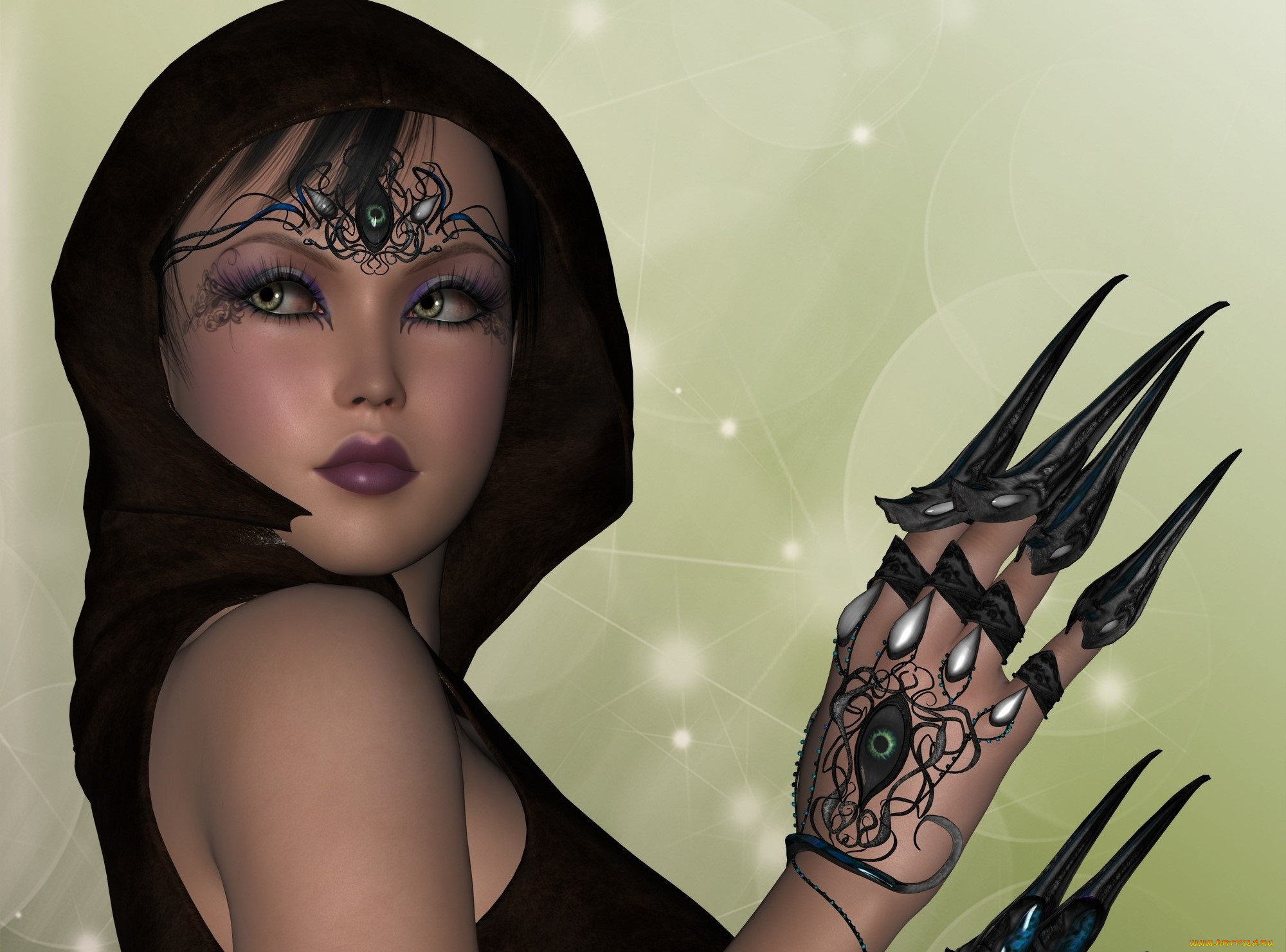 3д, графика, люди, , people, взгляд, когти, девушка