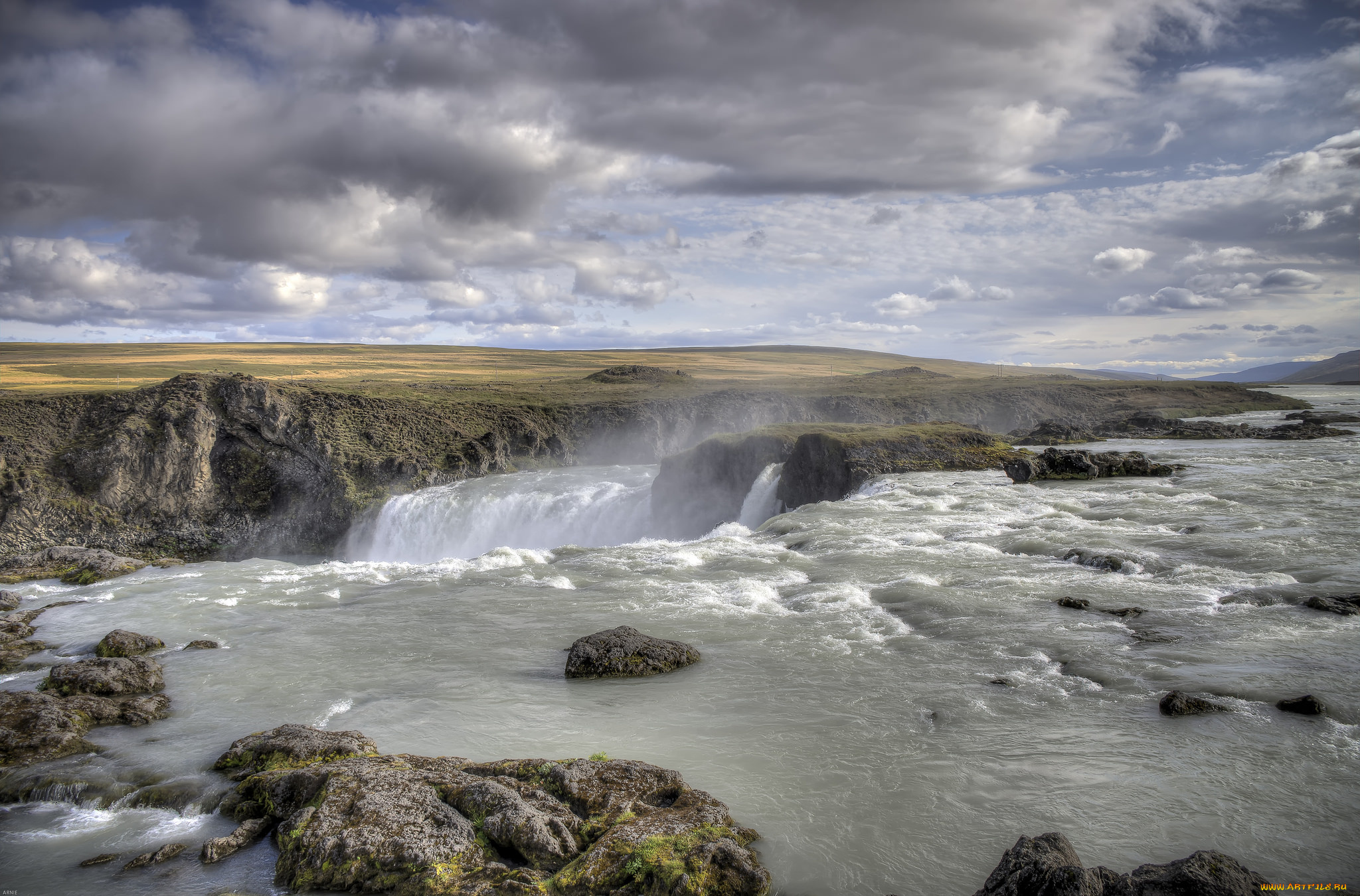 природа, водопады, небо, водопад, вода, пейзаж, облака