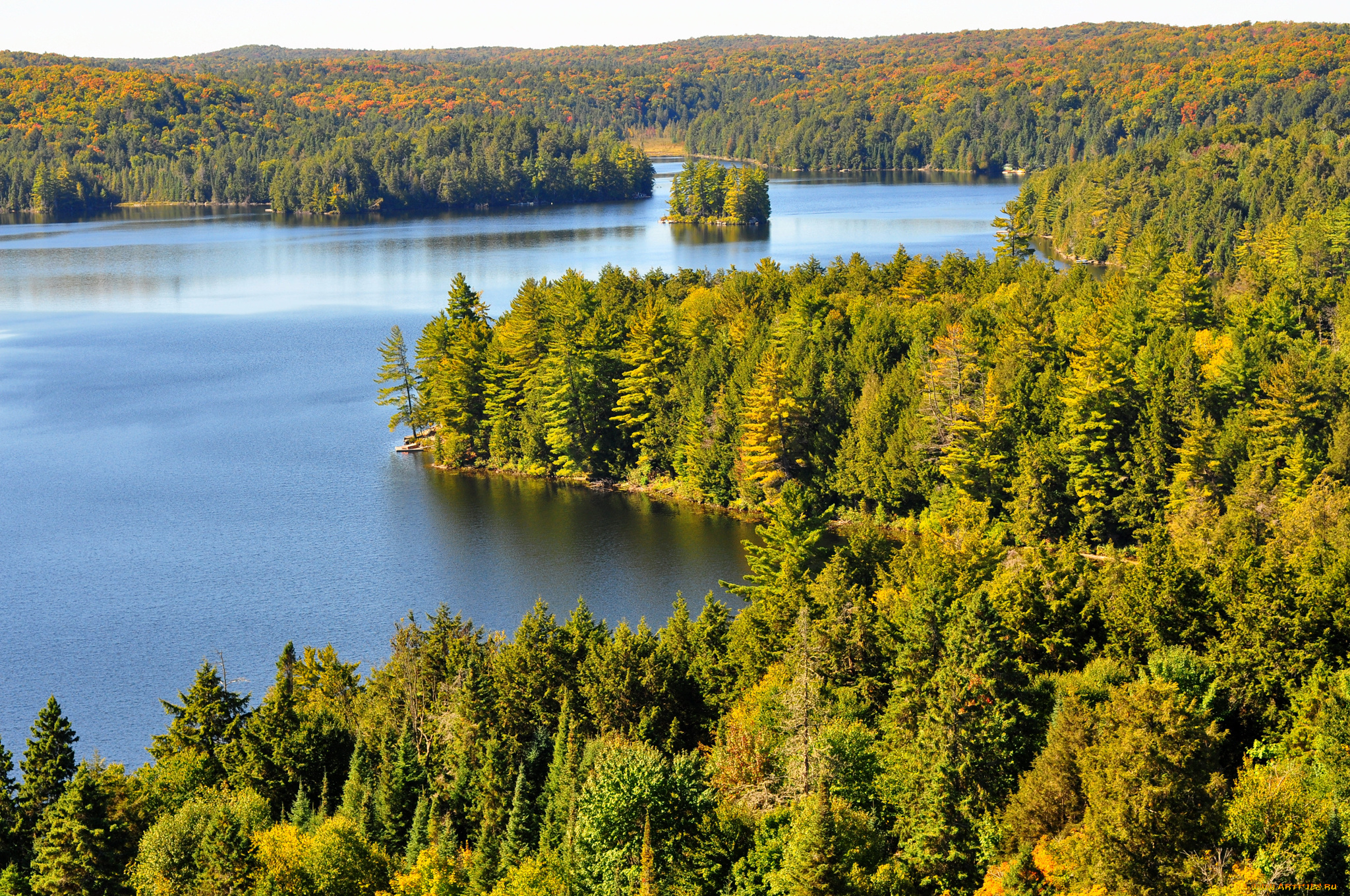 природа, реки, озера, небо, лес, река, остров, деревья, пейзаж