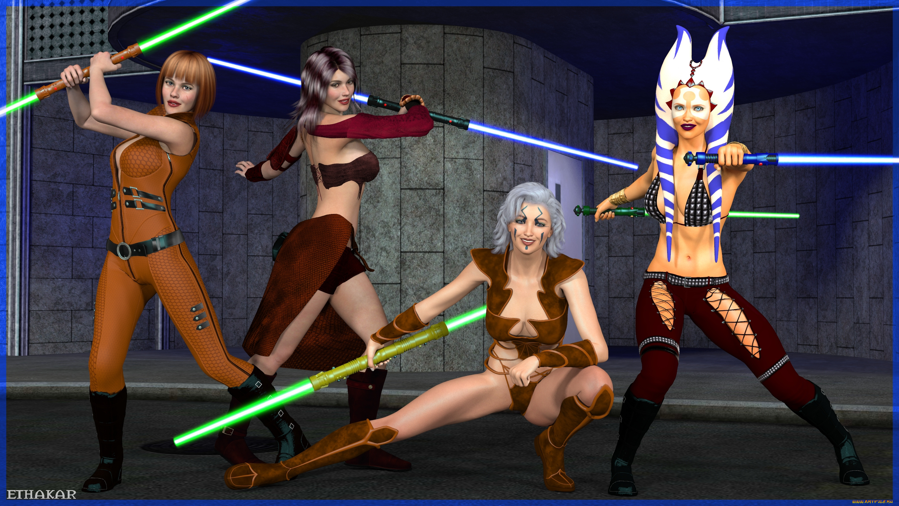 3д, графика, фантазия, , fantasy, девушки, оружие, улыбки, халк