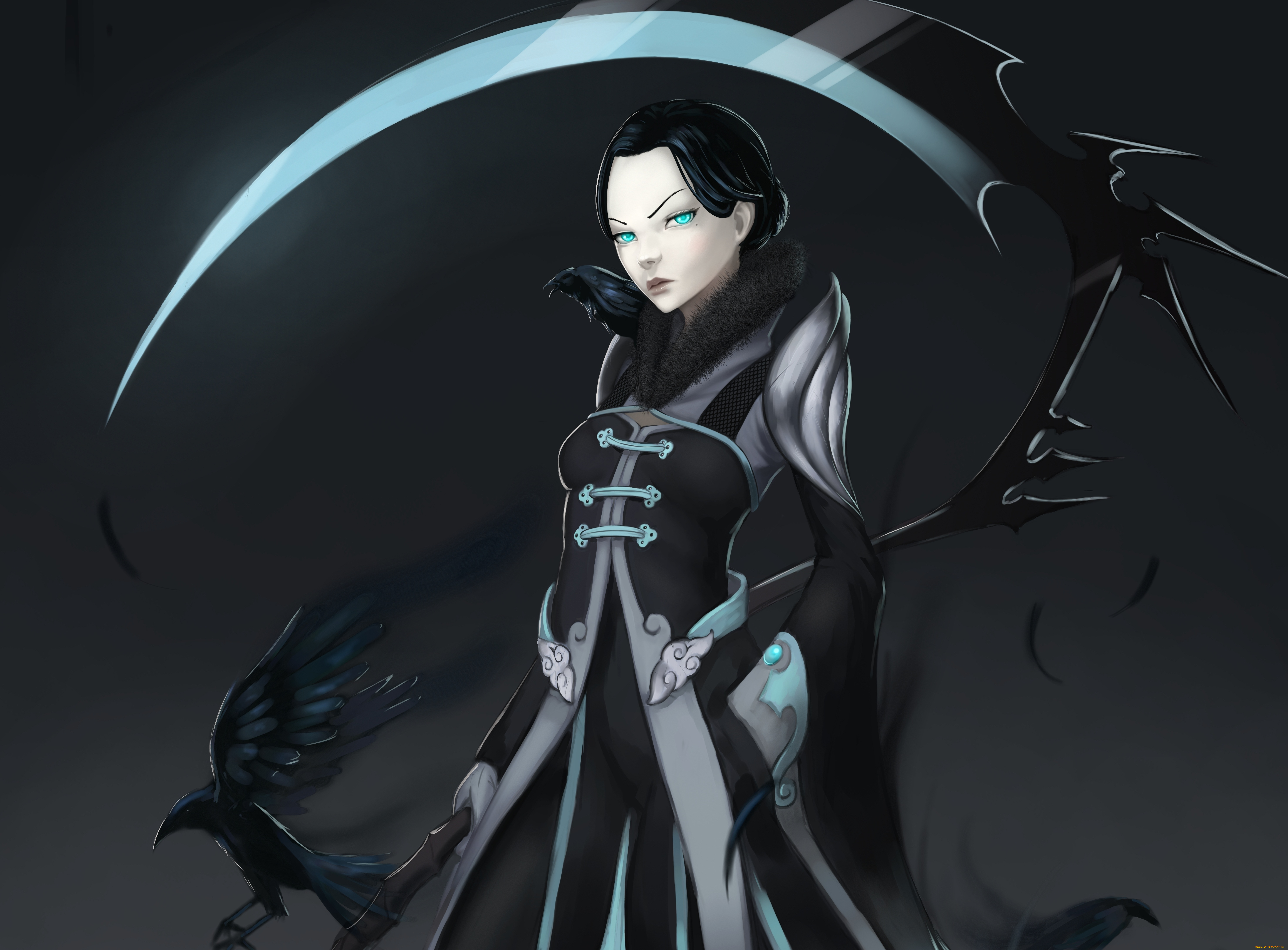 фэнтези, девушки, взгляд, девушка, forgotten-wings, art, перья, птицы, коса