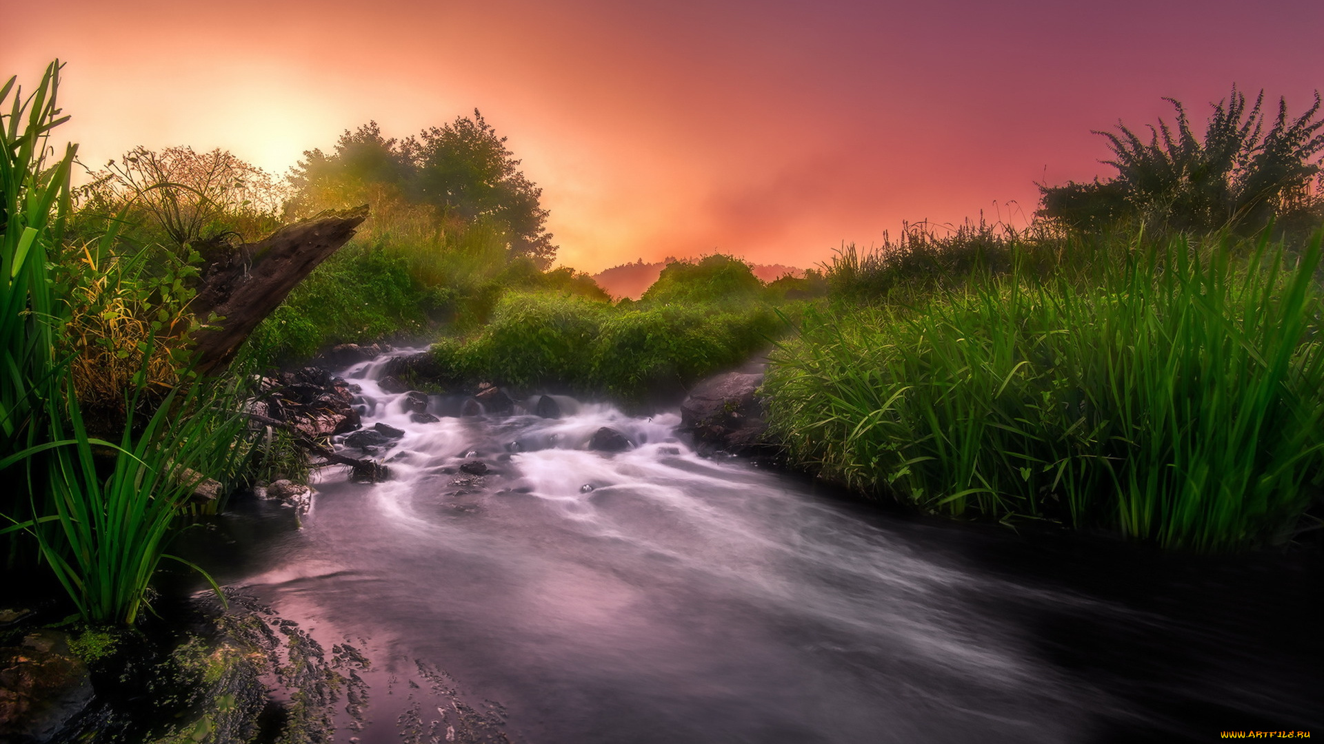 природа, восходы, закаты, закат, река