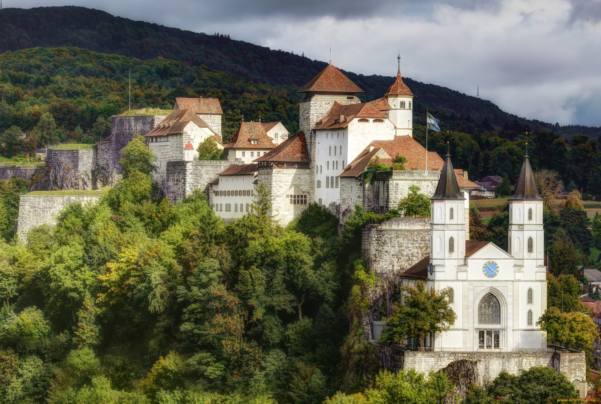 aarburg, castle, города, замки, швейцарии, замок