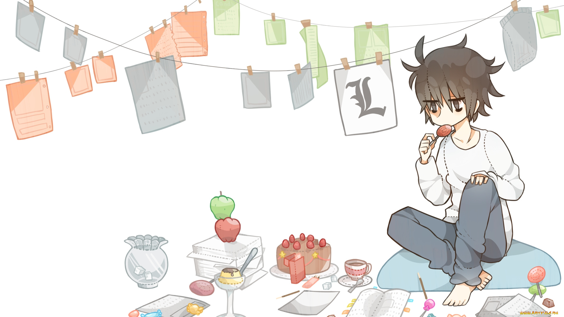 аниме, death, note, л