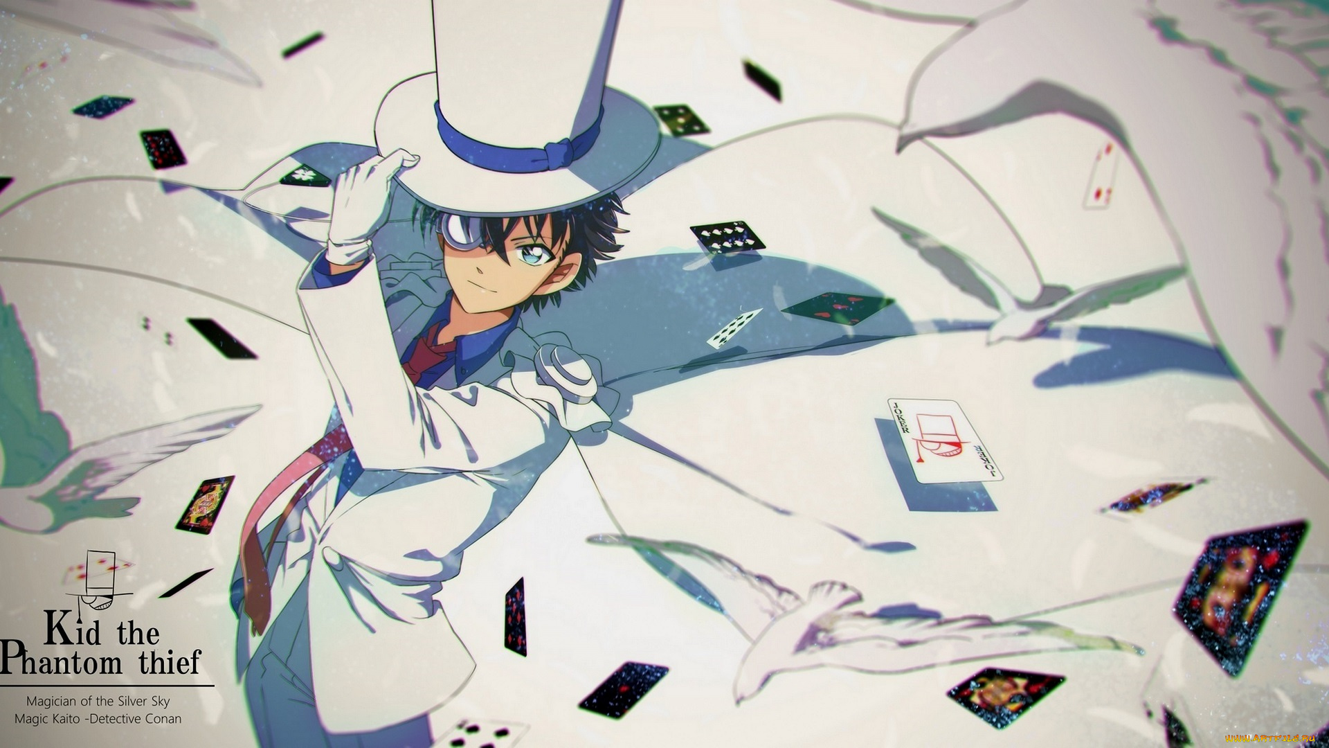 аниме, detective, conan, , magic, kaito, карты, парень