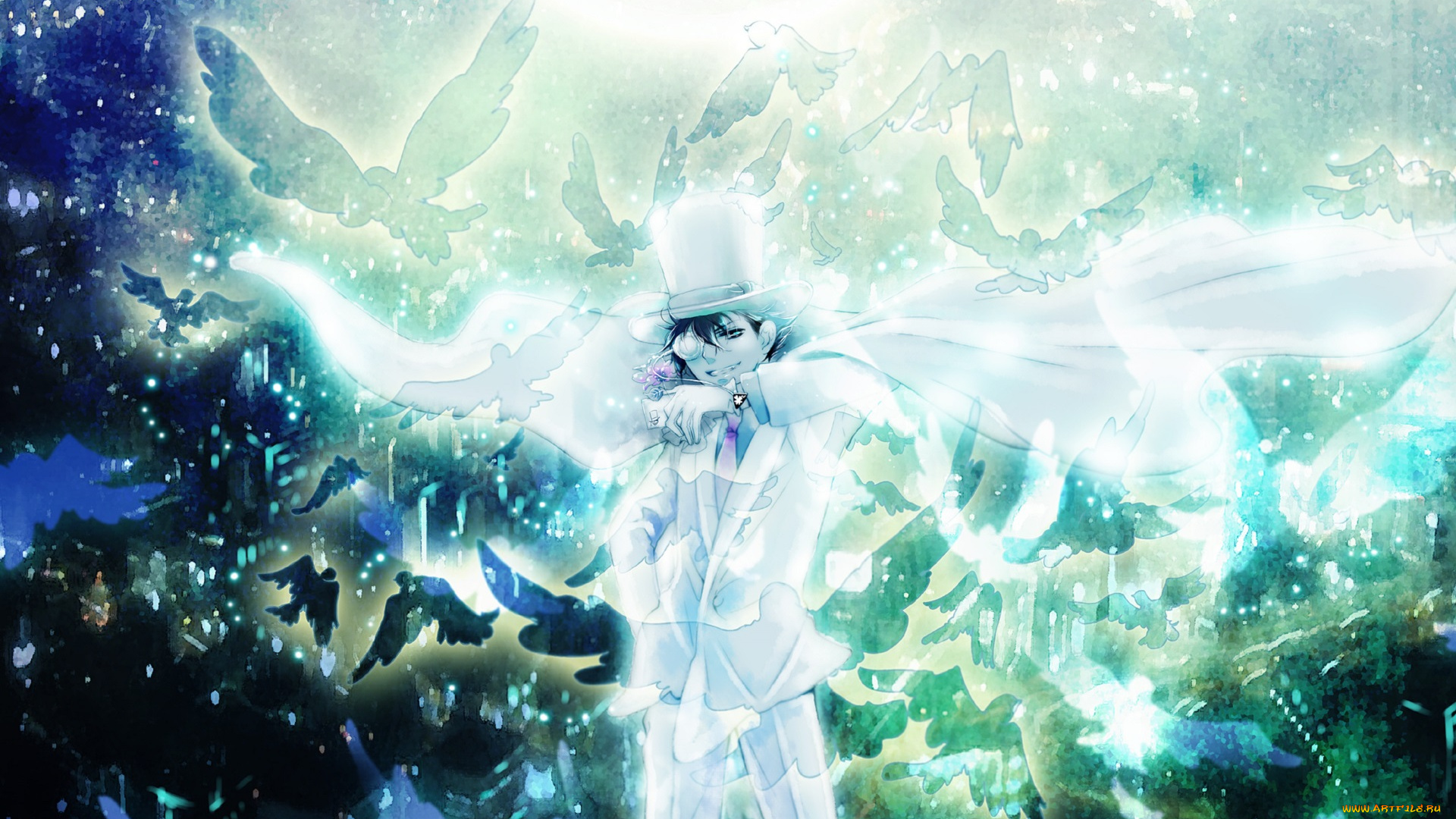 аниме, detective, conan, , magic, kaito, луна, парень