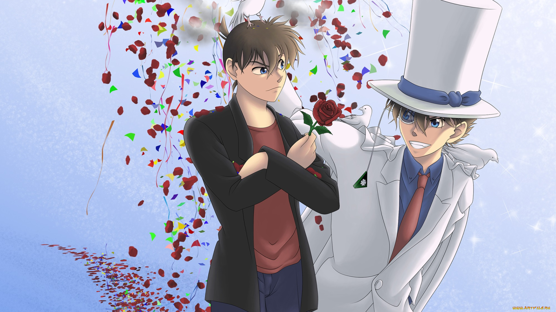 аниме, detective, conan, , magic, kaito, парни