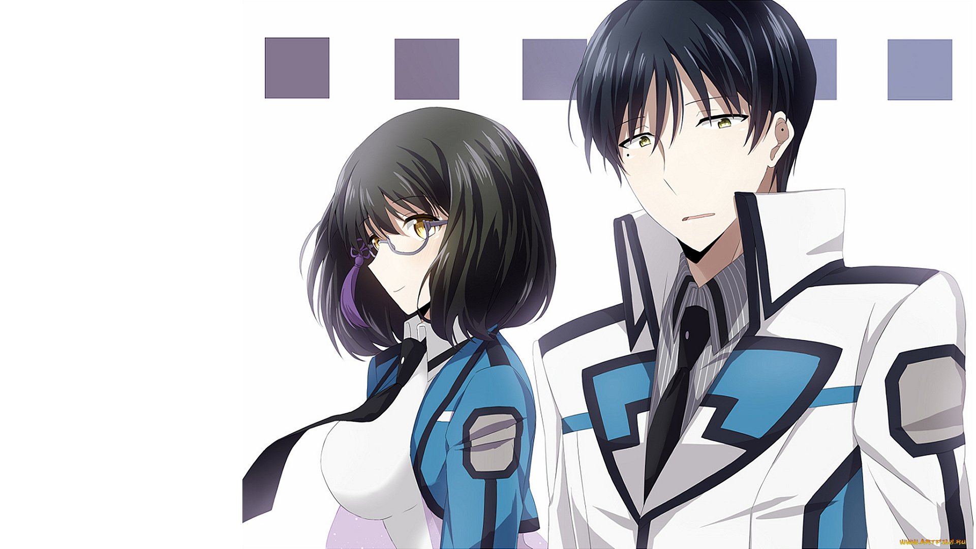 аниме, mahouka, koukou, no, rettousei, фон, взгляд, девушка, парень