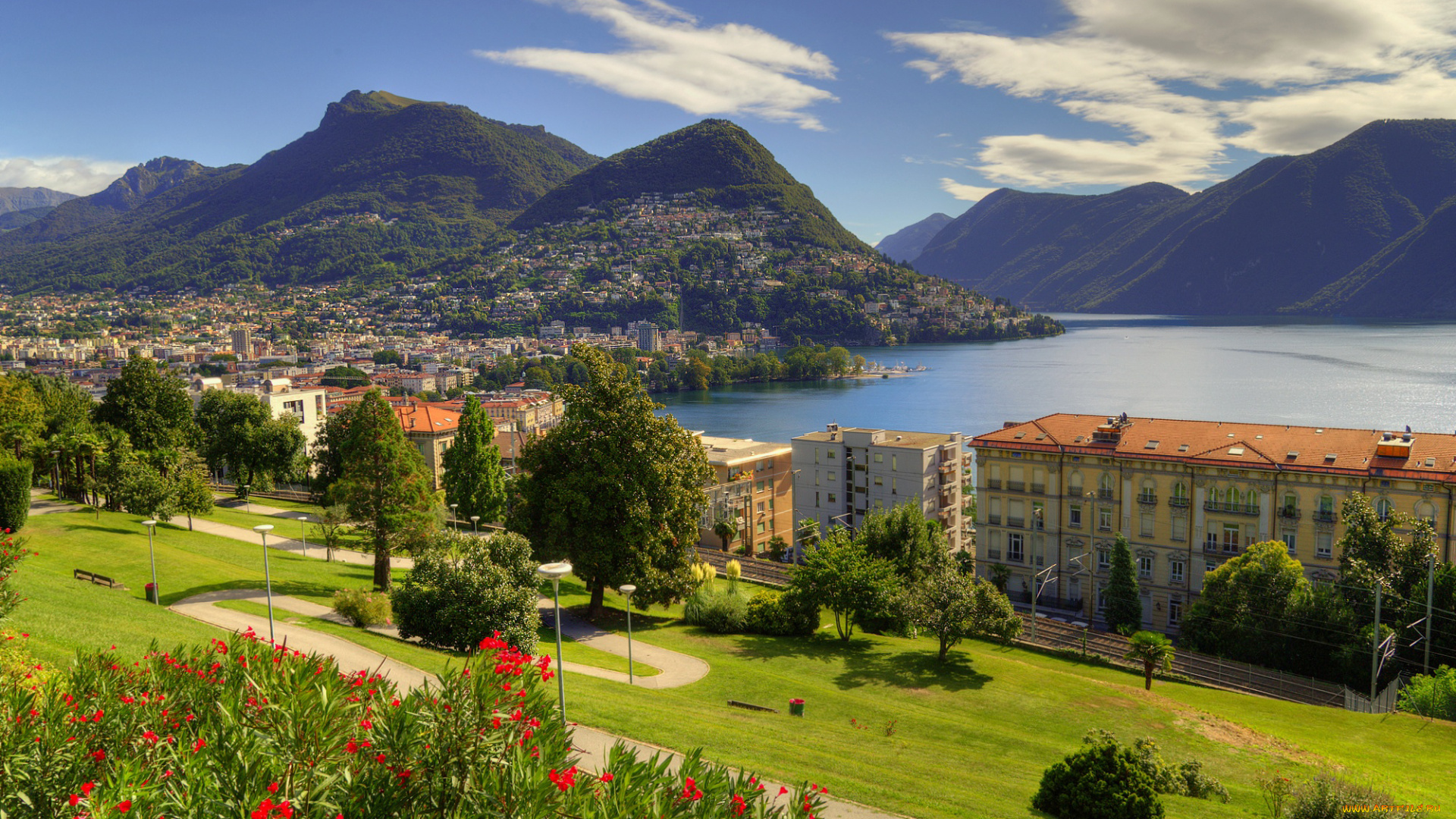 ticino, -, switzerland, города, -, панорамы, ландшафт, озеро, лугано, пейзаж, lugano, озеро, лугано, lake, lugano, деревья, панорама, дома, тичино, ticino, alps, здания, switzerland, горы, альпы, швейцария