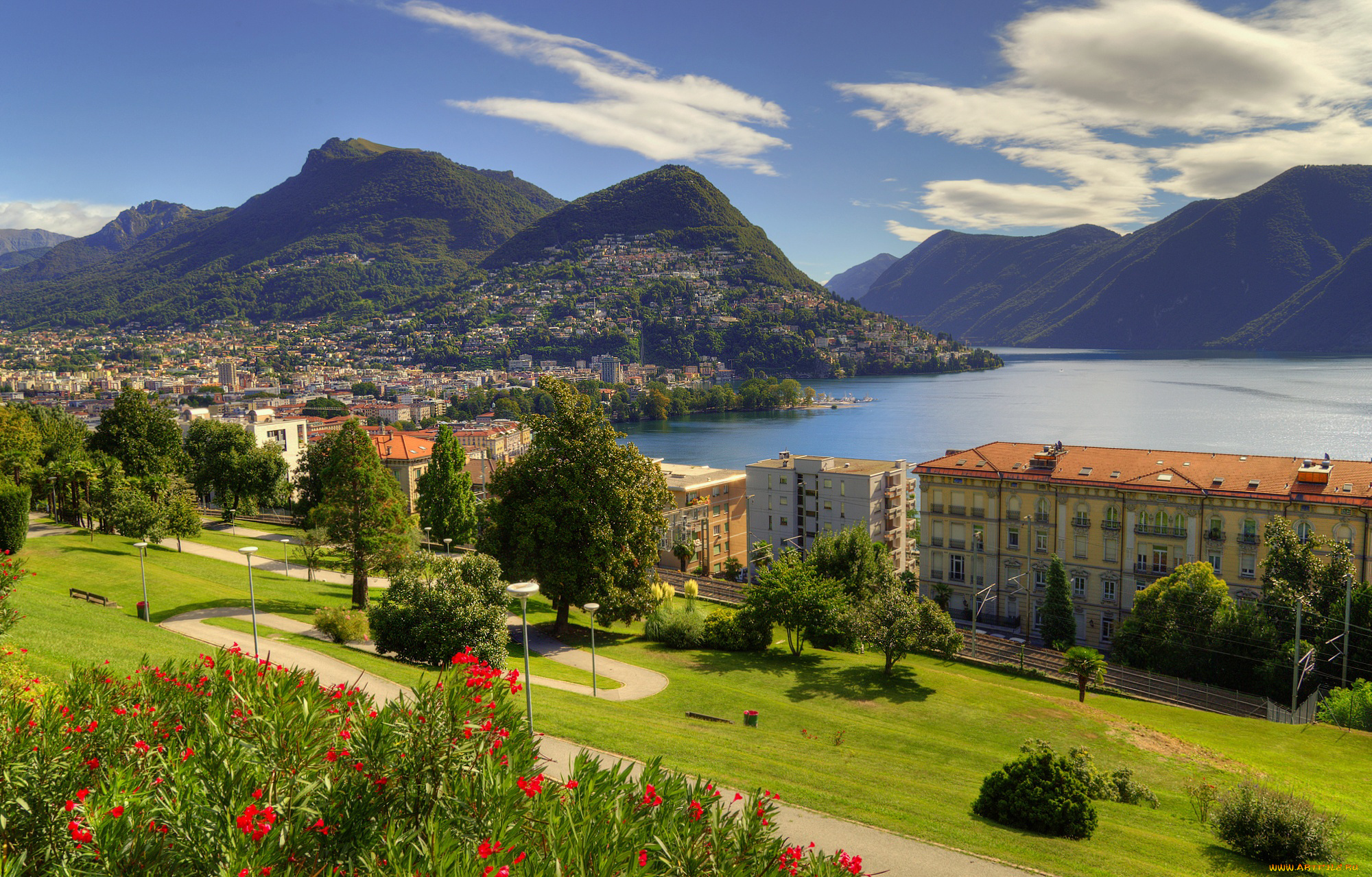 ticino, -, switzerland, города, -, панорамы, ландшафт, озеро, лугано, пейзаж, lugano, озеро, лугано, lake, lugano, деревья, панорама, дома, тичино, ticino, alps, здания, switzerland, горы, альпы, швейцария