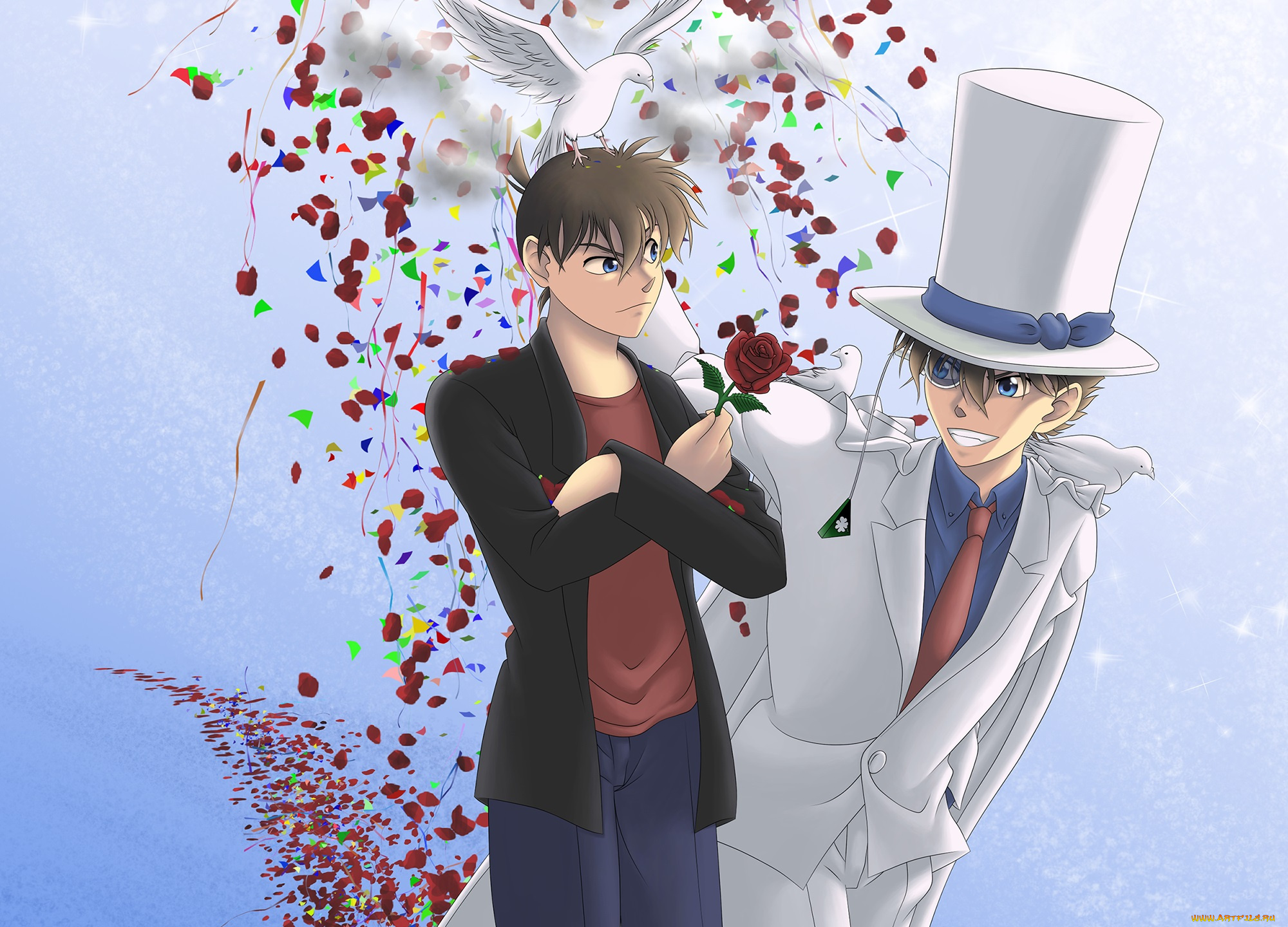 аниме, detective, conan, , magic, kaito, парни