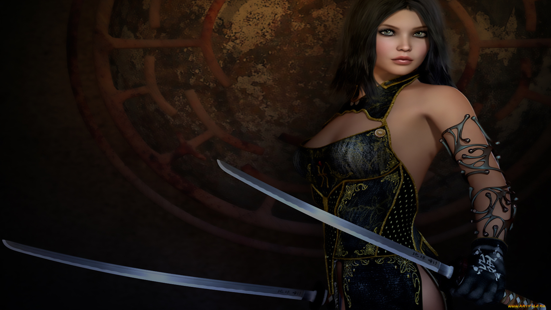 3д, графика, фантазия, , fantasy, фон, взгляд, девушка