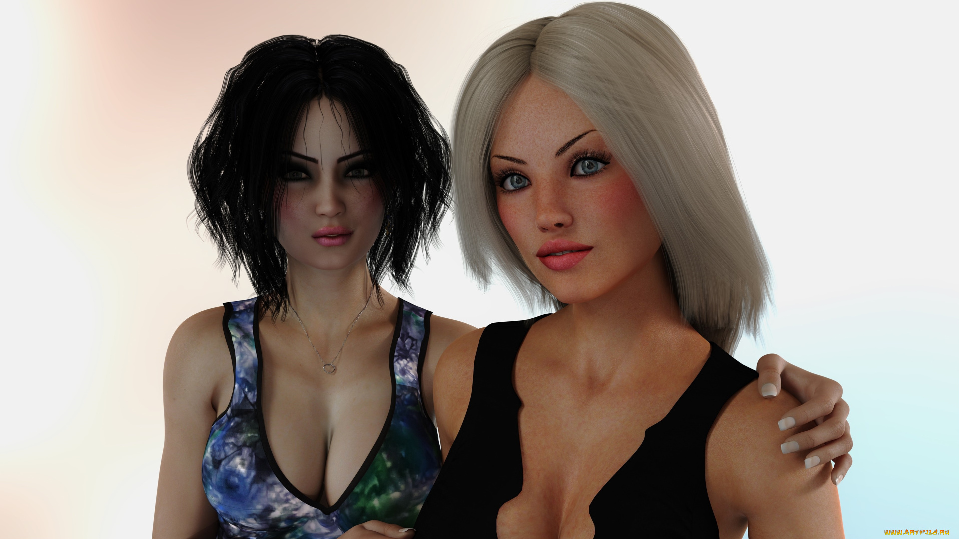 3д, графика, люди, , people, фон, взгляд, девушки